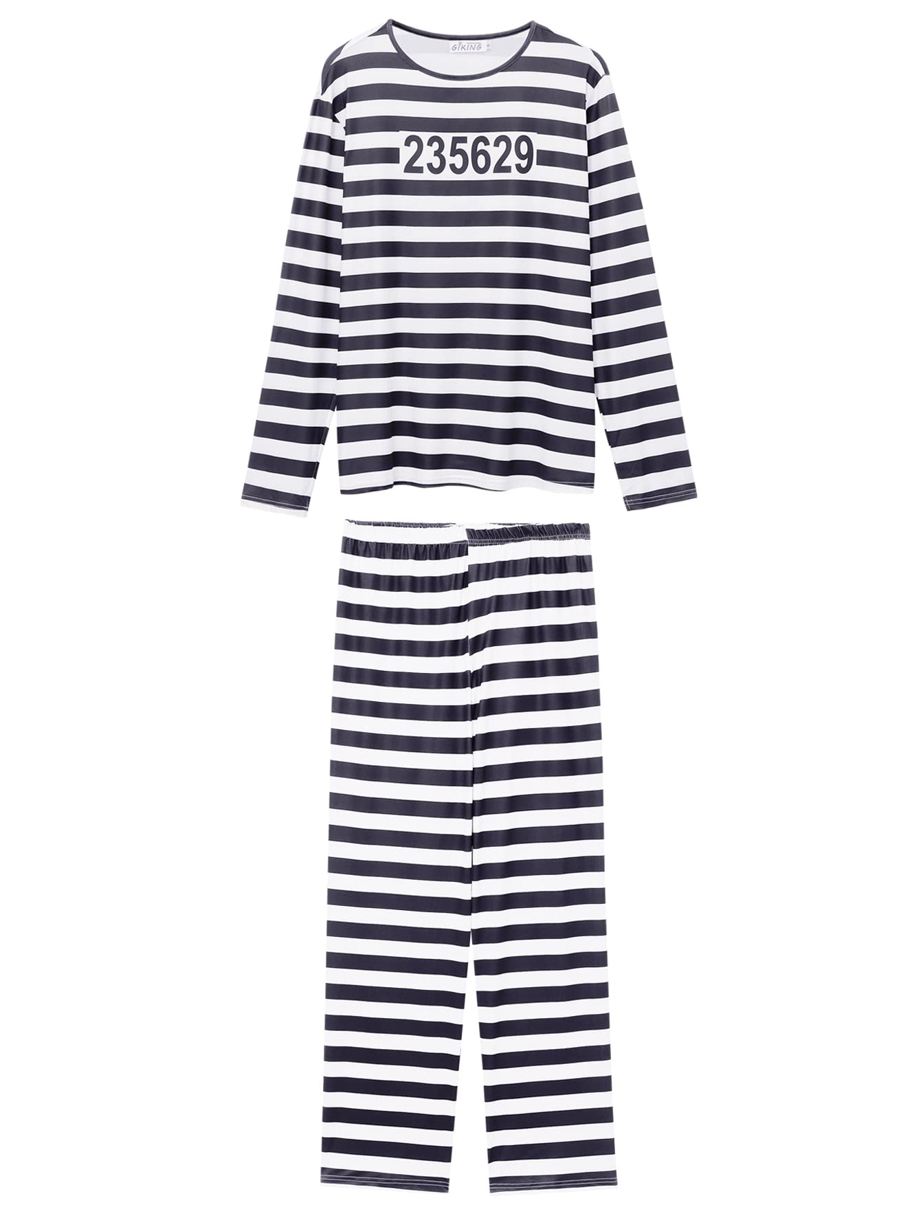 GIKING Hallowen Cosplay Womens Mens Lawless Prisoner Costume with Hat