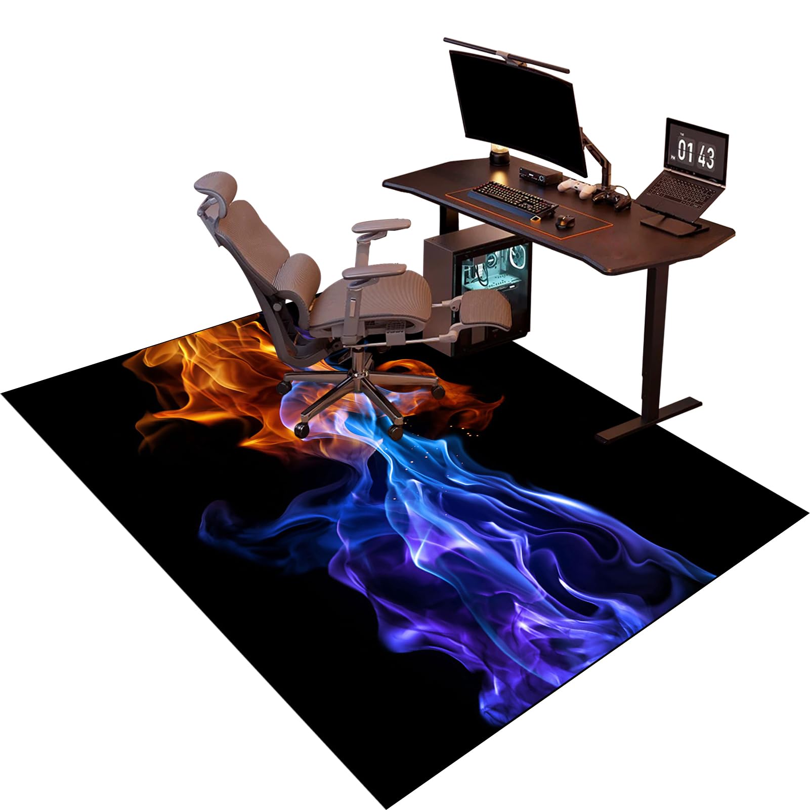 Tapis de Chaise Gaming, Tapis Chaise de Bureau, Tapis de Protection pour Sols Durs, Tapis de Sol Bureau Tissu, Tapis Protège-Sol pour Chaise 120 x 150 cm, Tapis de Sol pour Bureau Plancher de Bois