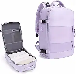 Mochila De Viagem Avião Grande Multifuncional Unissex - Mochila De Mão Com Porta USB, Compartimento para Tênis, Notebook