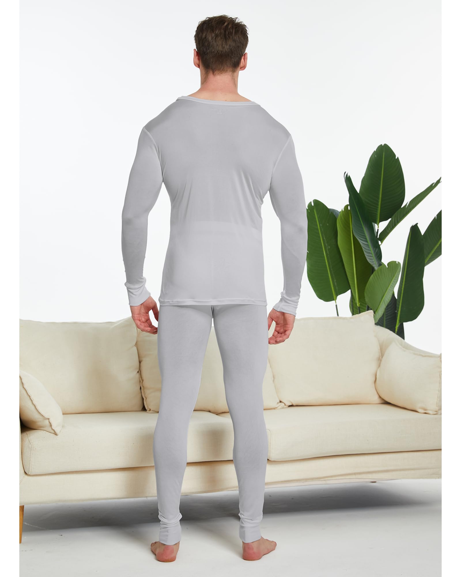 Viamulion Ensemble de sous-vêtements thermiques en pure soie de mûrier pour homme