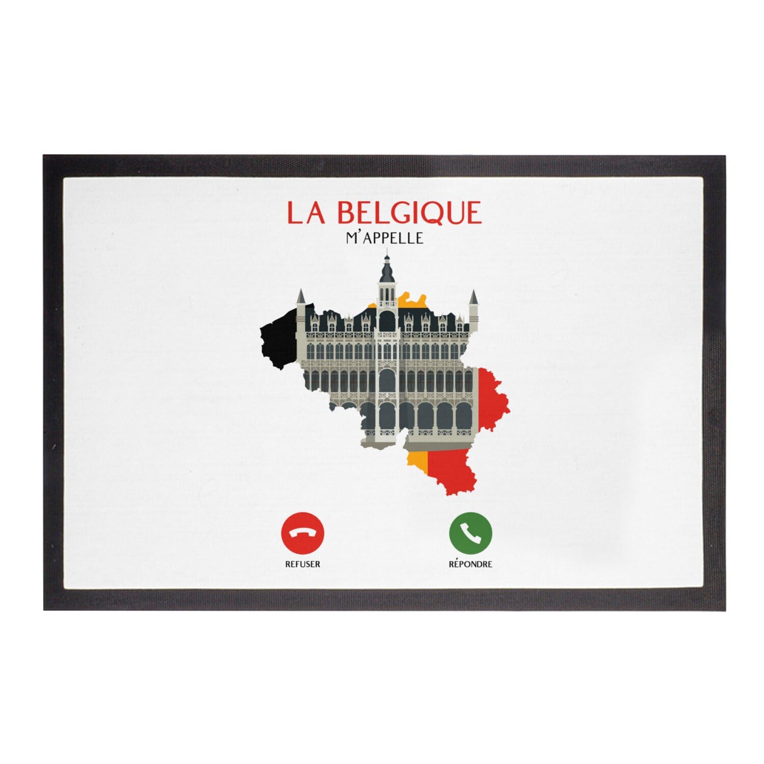 Paillasson Belgique m'appelle tapis entrée blanc voyage patrimoine 75x50