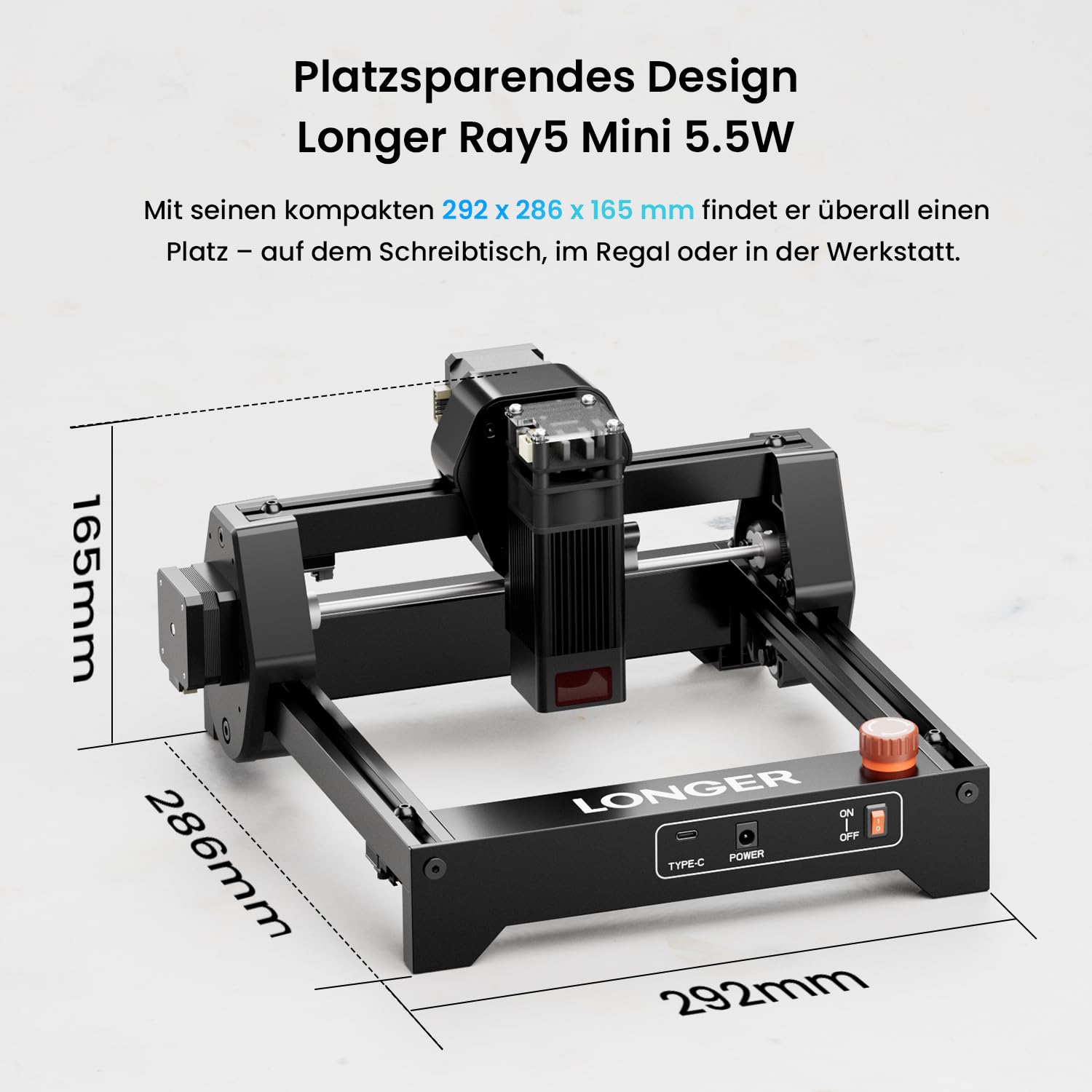 Longer Ray5 Mini 5.5W – Incisore Laser CNC Potente, Macchina Taglio e Incisione Laser, 12000 mm/min Alta Velocità, WiFi App, per Metallo Legno Acrilico Pelle, DIY Maker Professionale