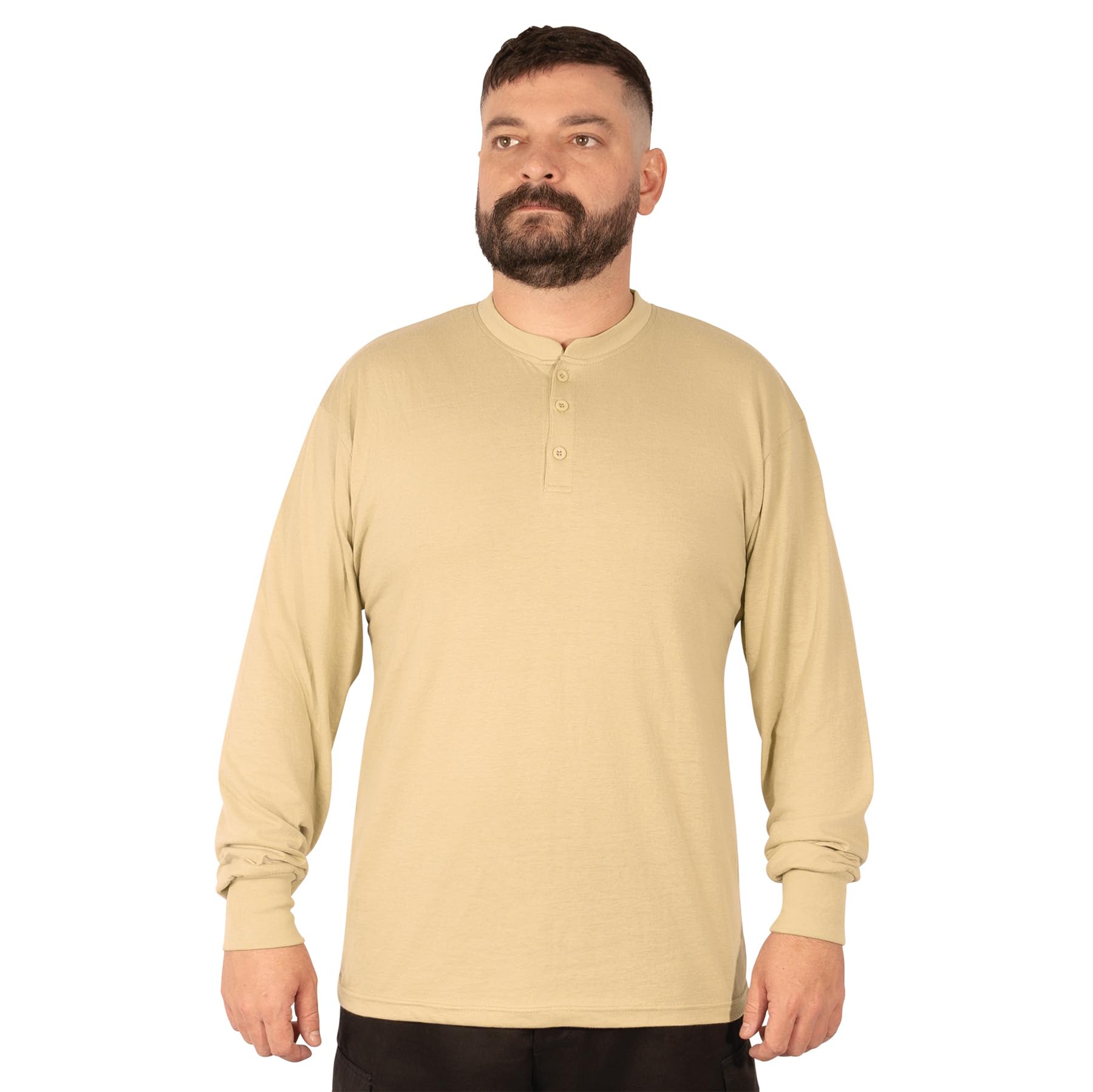 Rothco Long Sleeve Henley Shirt, Desert Sand, Large