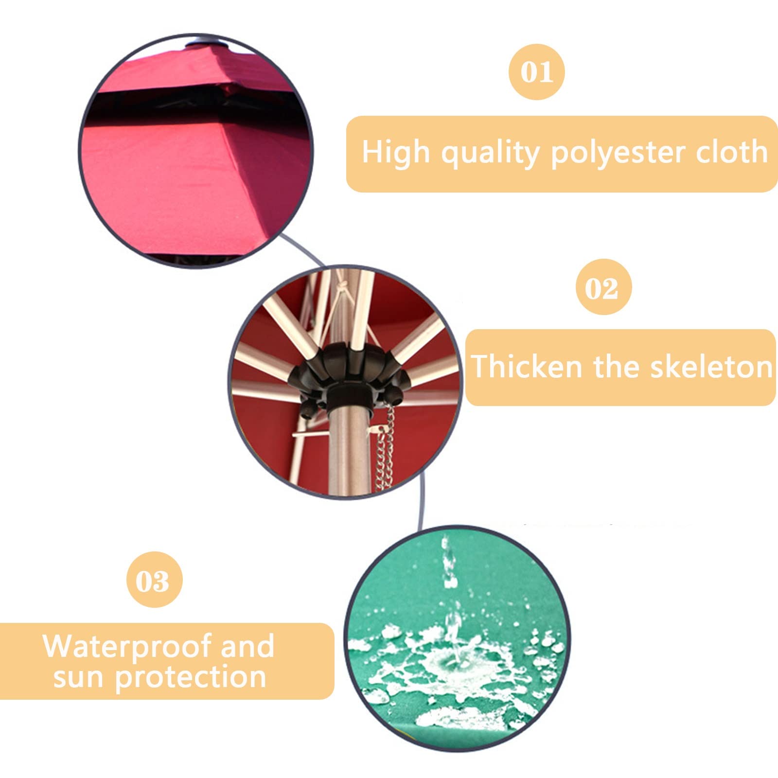 CLSDRZC Garden Parasol, Sun Waterproof, Rain Windproof parasol, ochrona przeciwsłoneczna, z pochyleniem i korbą, na balkon, stoliki jadalni, ogrody, S, decing, na zewnątrz
