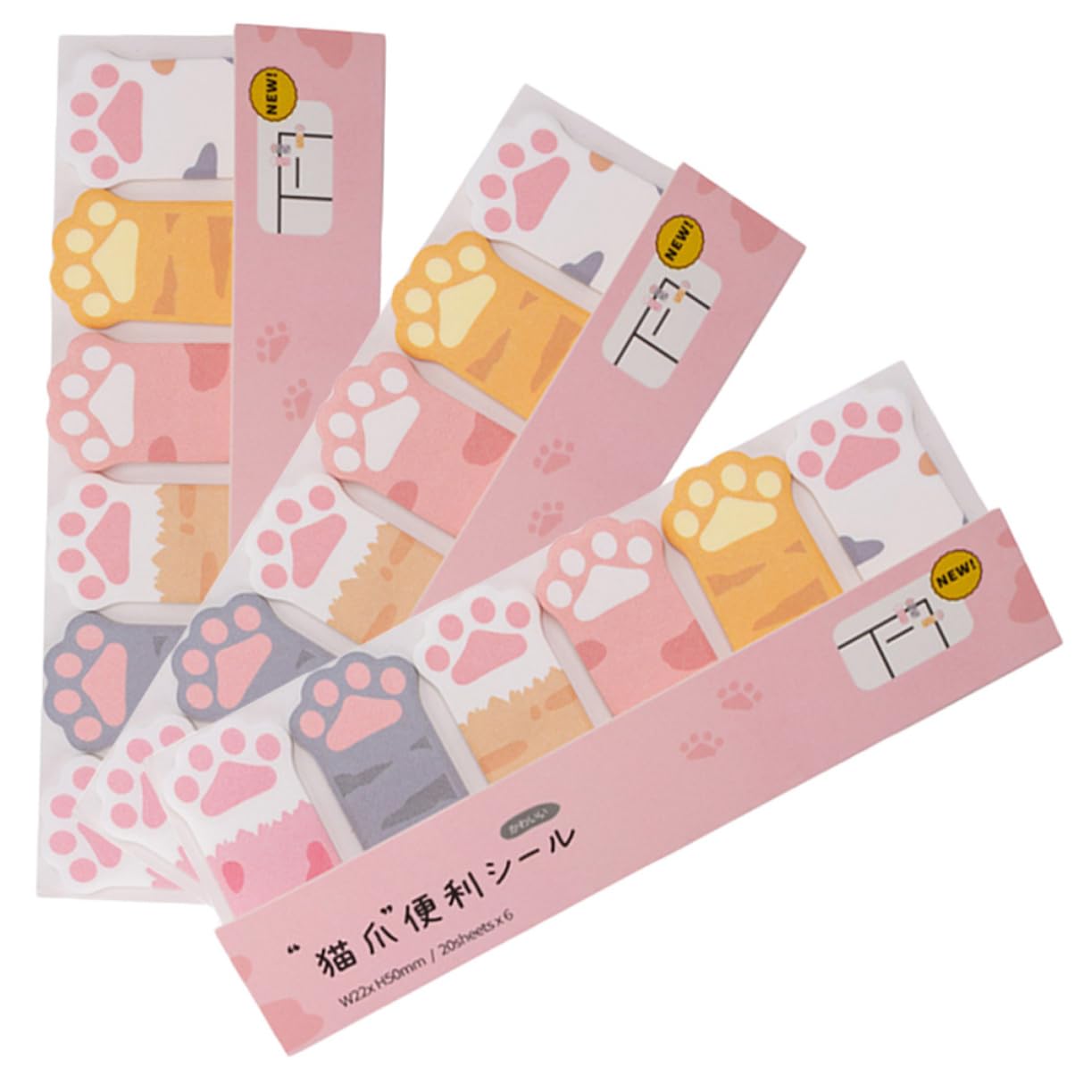 SHINEOFI 5 Sätze Haftnotiz Pfotenabdruck Klebestreifen Farbig Post Klebstoff Beschriftung Aufkleber Labels Stickers Notepad Abreißbare Memo-tabs Schulseitenmarkierungen Papier 3 Stücke * 5