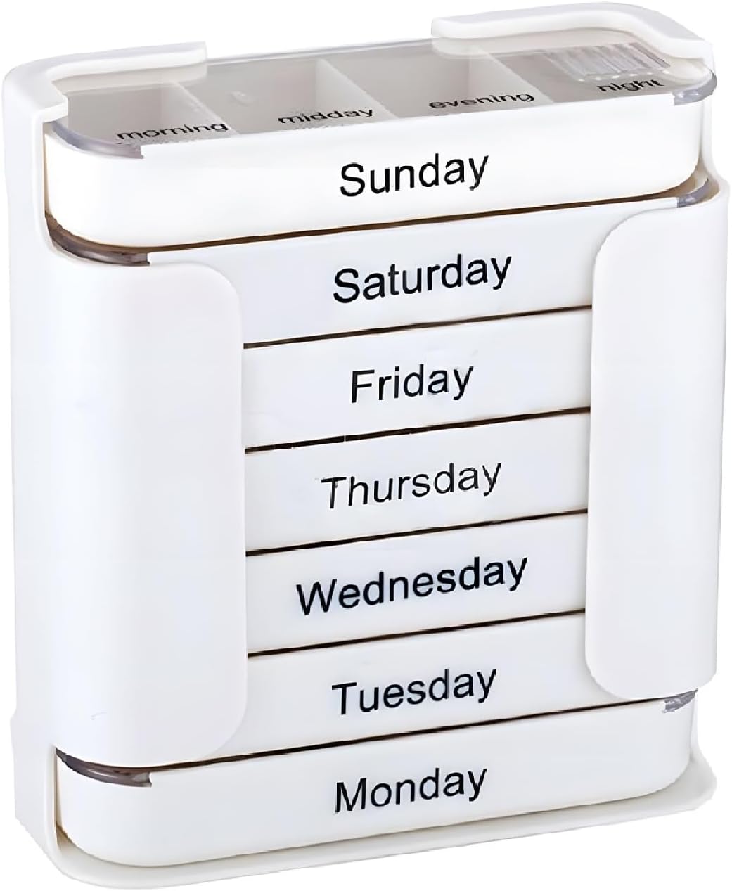 7-Day Medication Organizer, Weekly Pill Organizer, Portable Food-Grade Medicine Box Square, Convenient 28-Grid Drawer Medicine Box Home Travel Storage Case for Medication, Supplements (Set of 4)