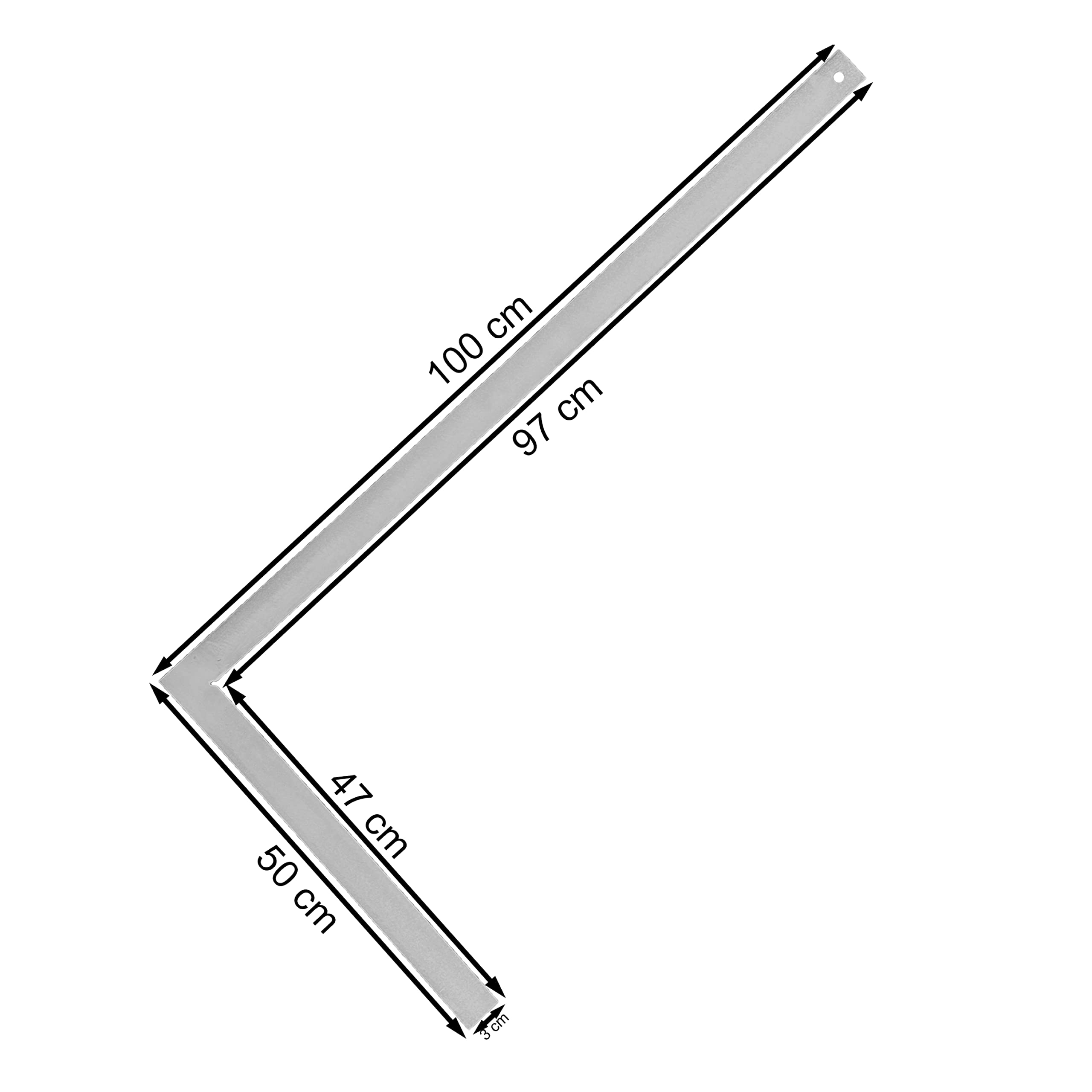 Karl Dahm Maurerwinkel ohne Anschlag, 1000mm I Flacher Metallwinkel für das Ausrichten und Anreißen von rechten Winkeln – 11282