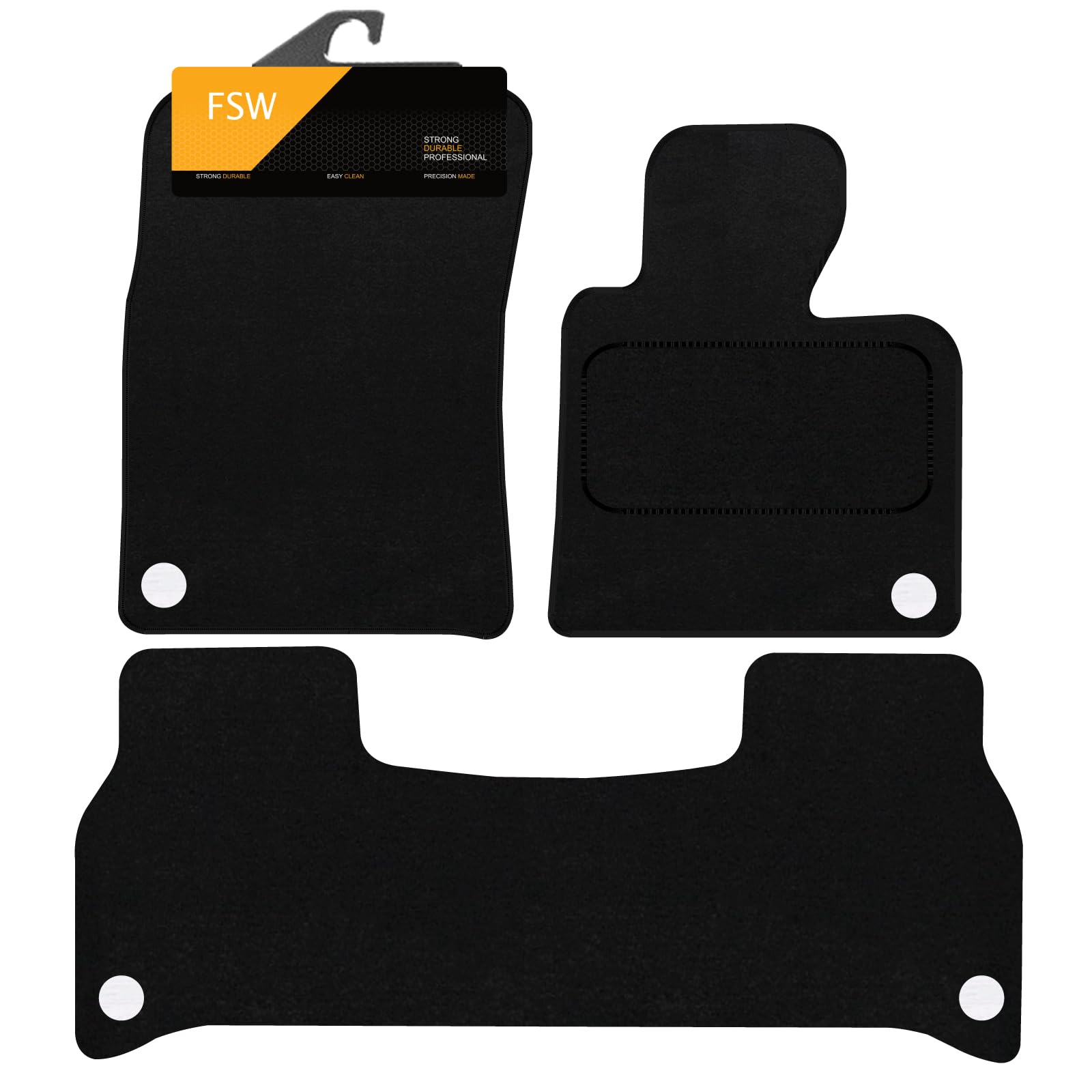 Tailored Mats - Fits LANDROVER Range Rover Vogue 2002-2012 - Black Carpet - Anti Slip Mat - Non Slip Car Floor Mat, Fitted With Granulated Backing, With Black Cloth Binding - 3 Pc Floor Mat