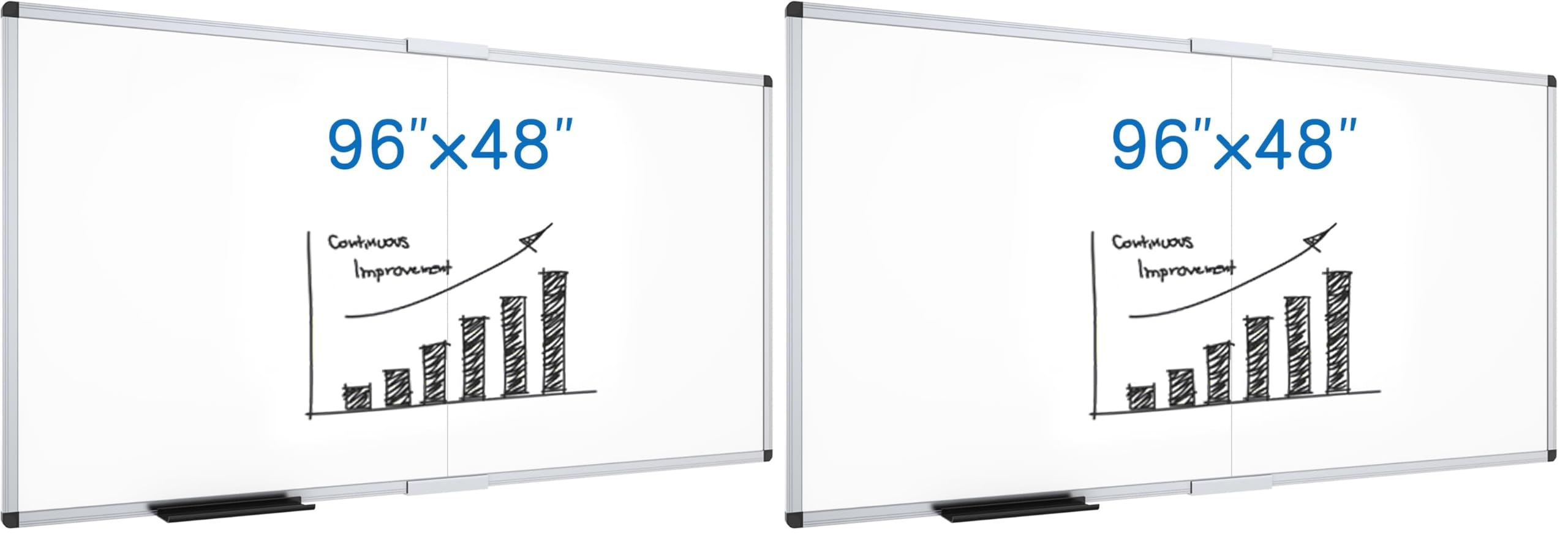 VIZ-PRO Large Magnetic Dry Erase Whiteboard, 96 x 48 Inches, Foldable (Pack of 2)