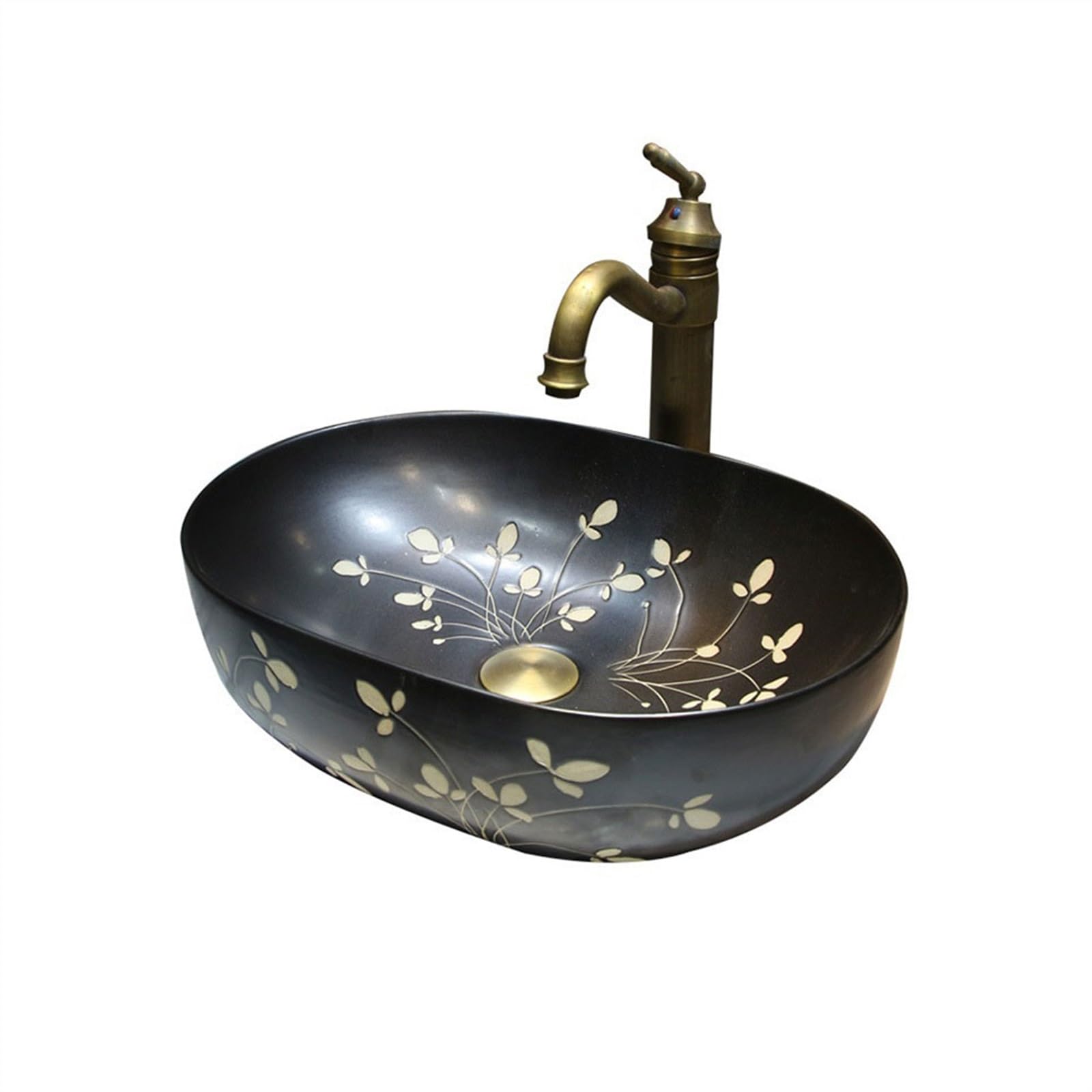 Aioneer Bathroom Sink Art Hand Wash Basin Countertop Basin Household Bathroom Wash Basin Ceramic Retro Bathroom Sinks Lavatory Vanity