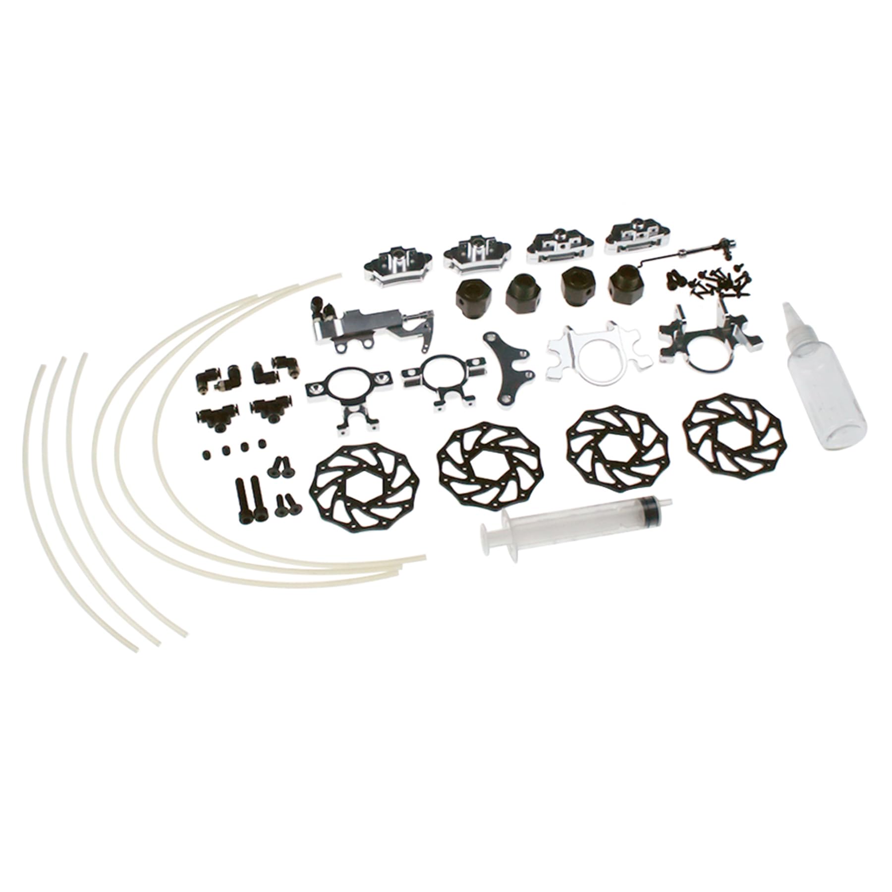 FLMLF 4 Wheel Hydraulic Disc Brake System Kit for 1/5 ROVAN ROFUN RF5 F5 MCD XS5 RR5 RC CAR Parts