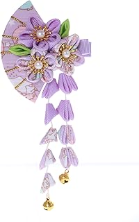 C-120-3 - Pinza para el pelo con forma de abanico hecho a mano, diseño de flor de cerezo, color morado