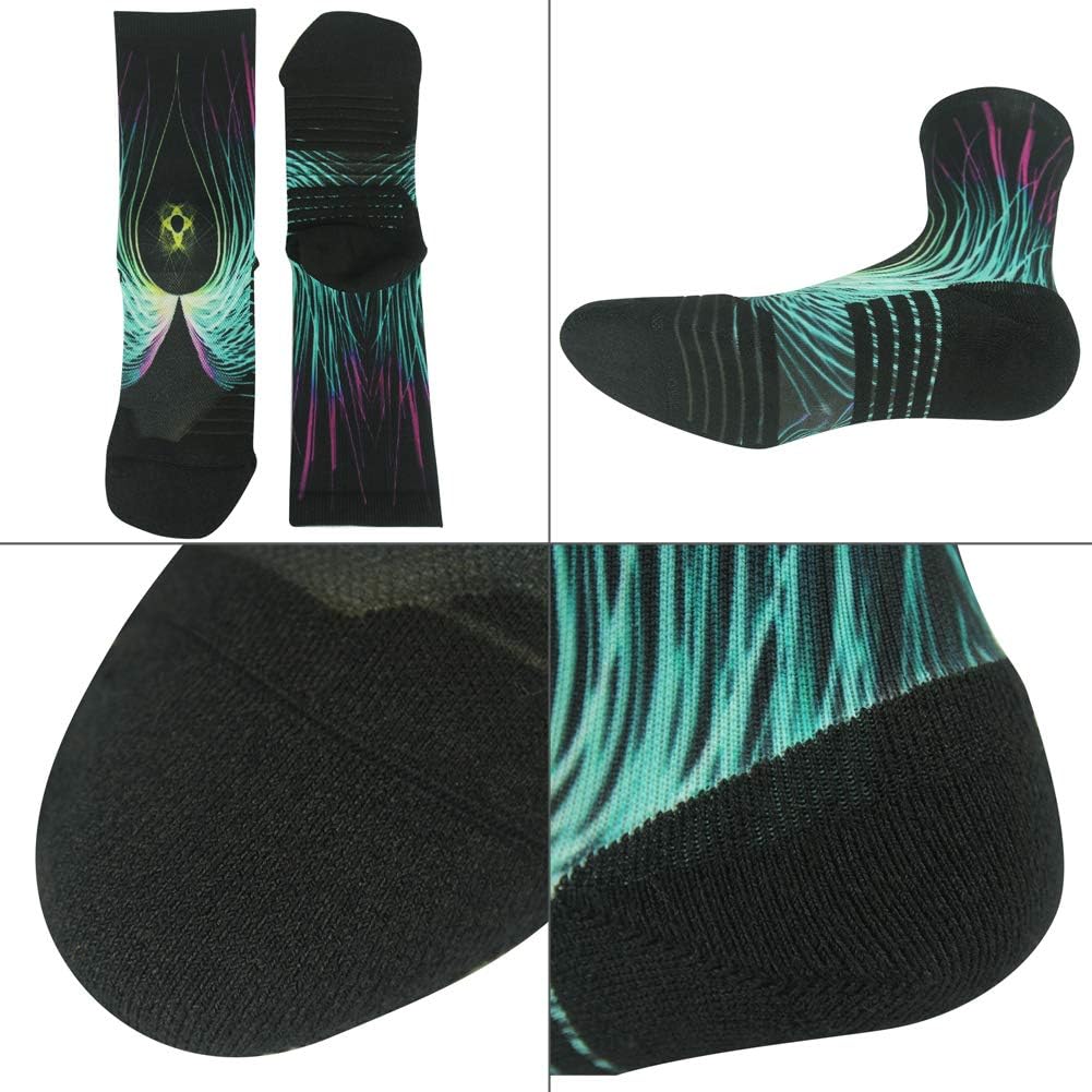 HUSO Cycling Socks for Men Women, Novelty Bike Socks Fun Running Basketball Athletic Crew Socks 3, 4, 7 Pairs