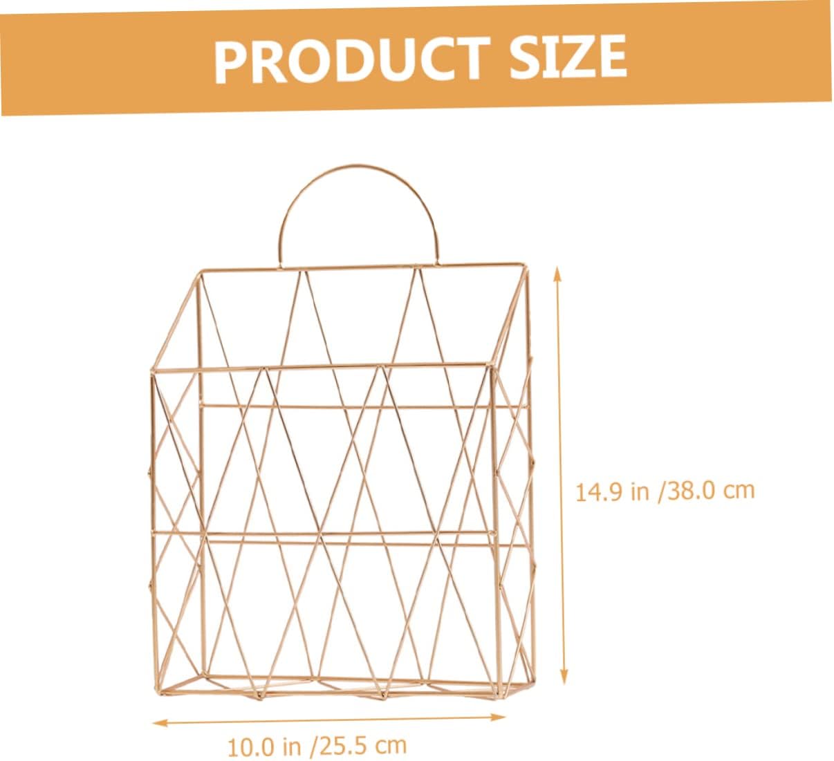 Ciieeo Golden Iron Book Magazine Storage Basket with Handles Xmas