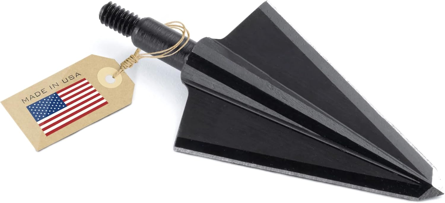 VPA 1 1/8" 2 Blade Double Bevel Broadhead, Screw-in, 1045 Carbon Tool Steel 50-52 Rockwell, 3 Pack, Made in The USA