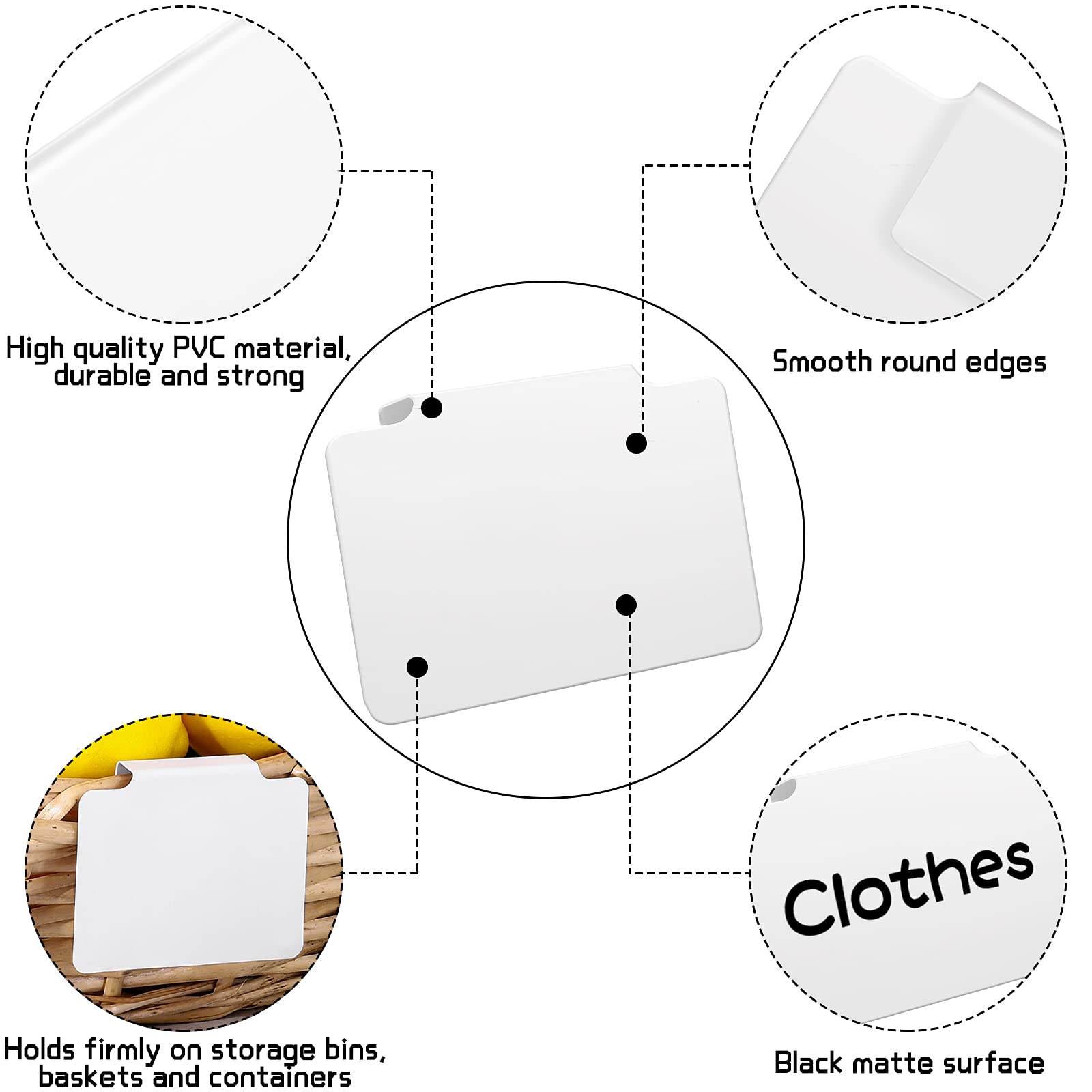 Snapklik.com : Chrisfall 18 Pcs White Basket Labels Clip On Removable ...