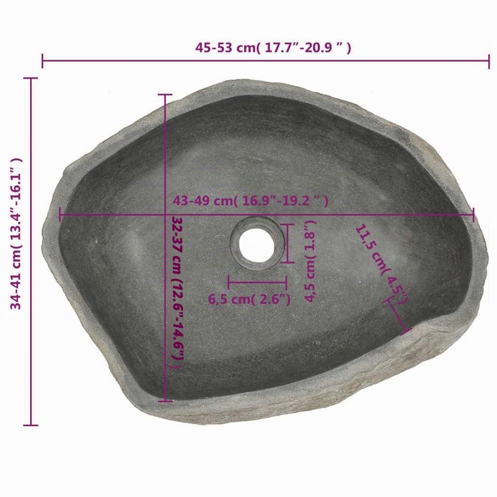 vidaXL Lavabo Ovalado, Cuenca de Piedra Natural, Pila de Lavamanos Fregadero, Decoración para Cuarto de Baño Aseo Hogar, Piedra de Río