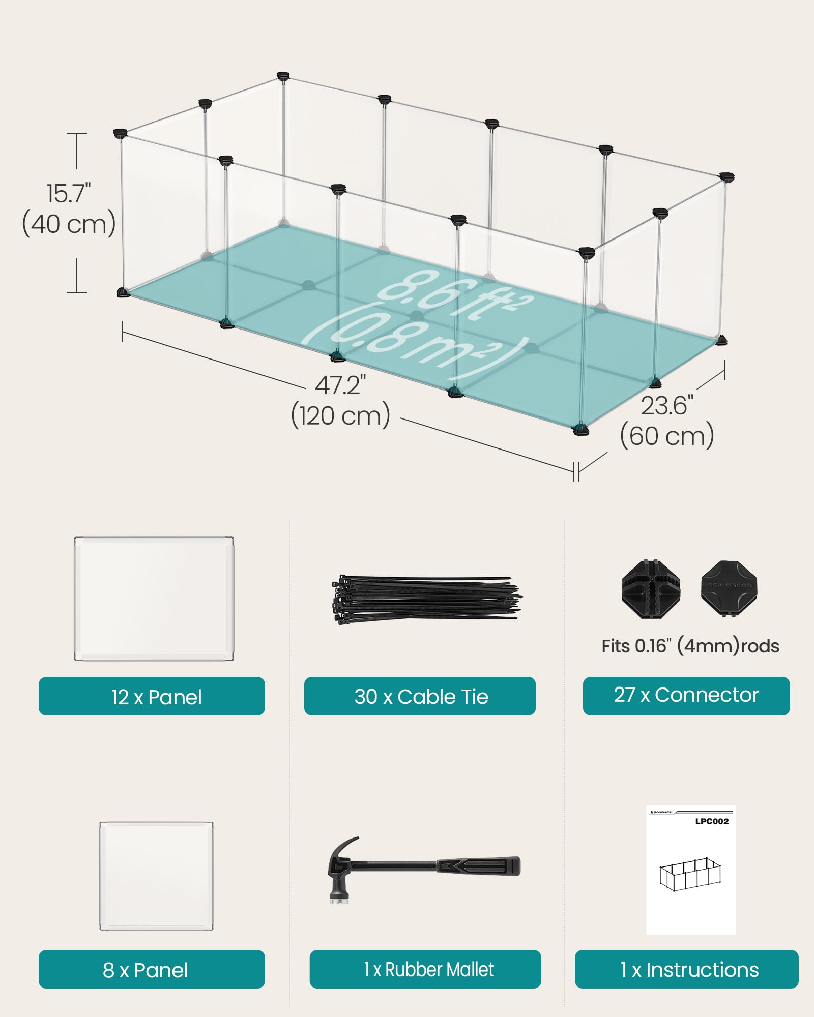 SONGMICS Pet Playpen - Safe Indoor Enclosure -6