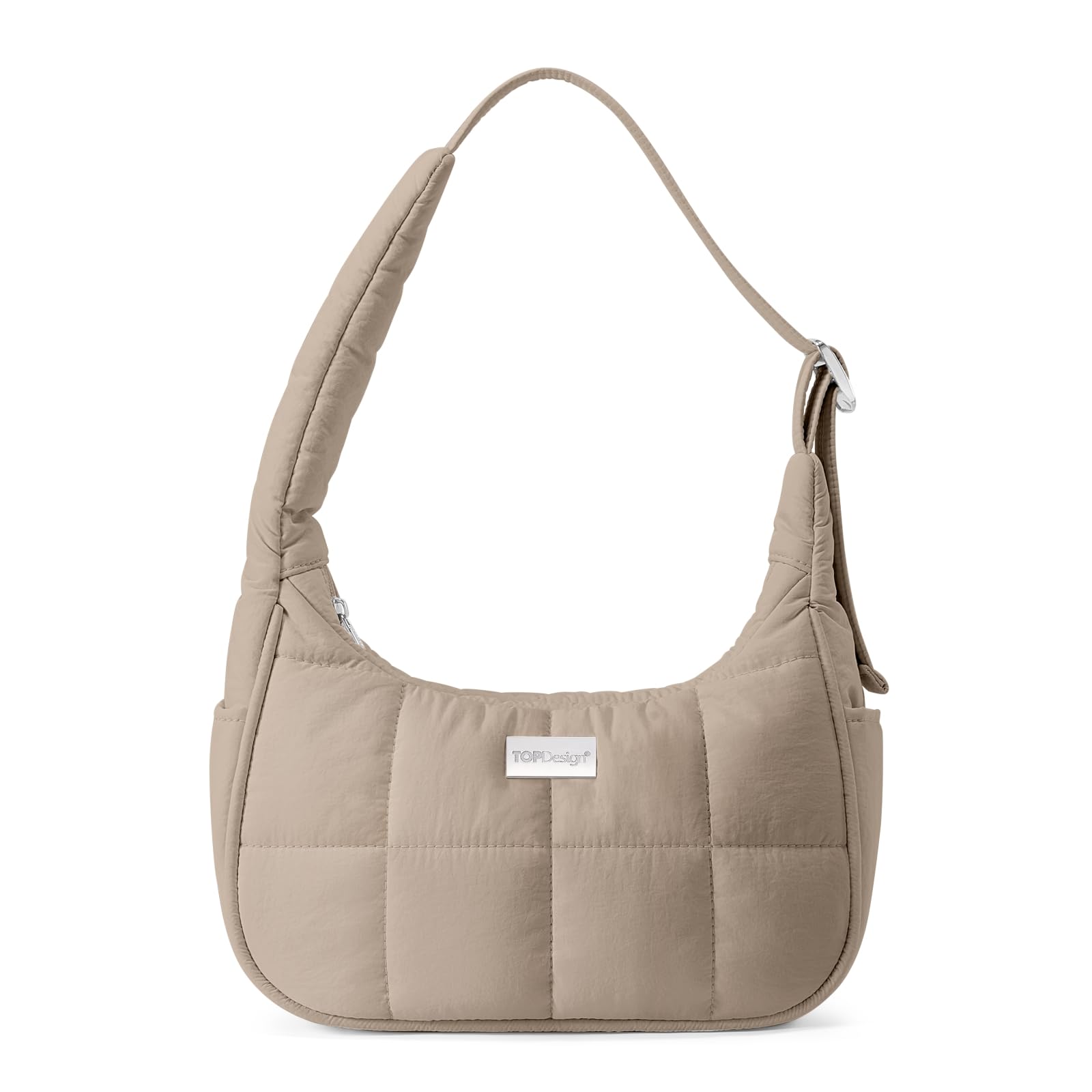TOPDesign Puffer Shoulder Bag for Women Ultra Lightweight Hobo Tote Handbag Mini Clutch Purse with Zipper Adjustable Strap