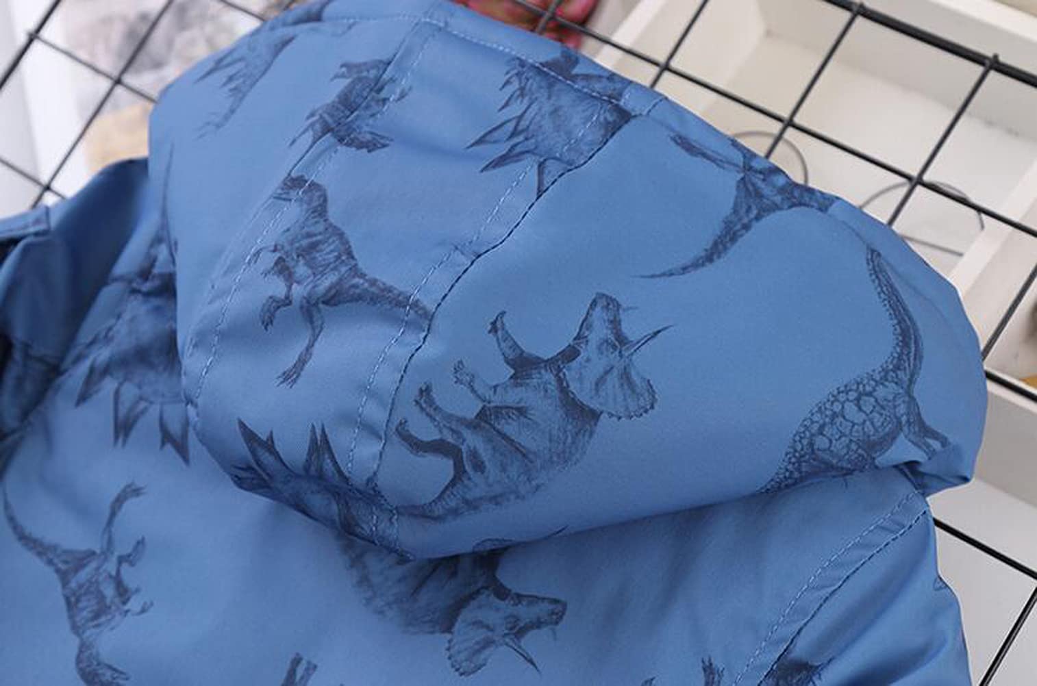 Doudoune Garçon Manteau Enfant garçon Veste Matelassée à Capuche et Imprimé Dinosaure pour Enfants 3-13 Ans