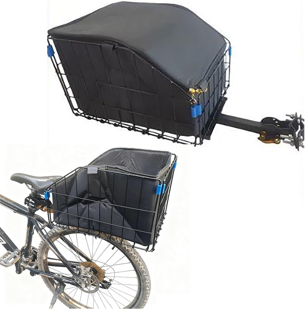 Bicycle Pet Carrier Basket, Foldable Dog Cat Travel Bag with Waterproof Lining for All Bike Models