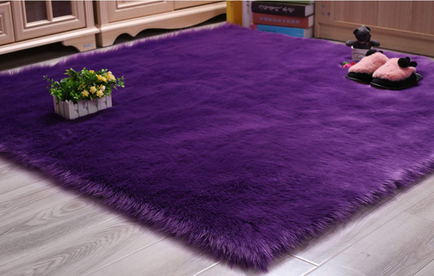 Deluxe Super Soft Faux Sheepskin Chair Cover Seat Pad Square Fur Shaggy Area Rugs for Bedroom Sofa Floor Gold,3ftx3ft