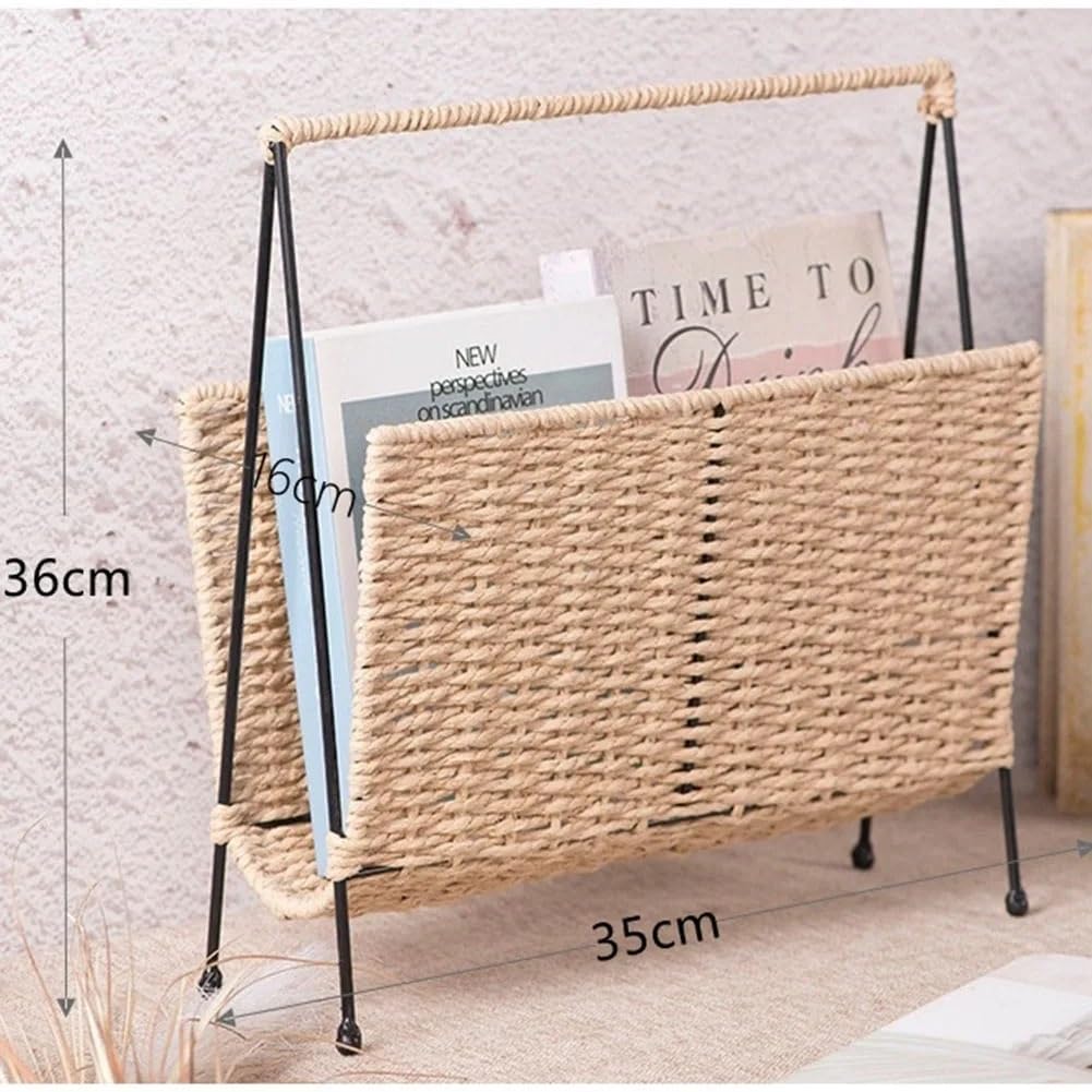 HUFFA Porte-revues de Style bohème, paniers de Rangement tissés à la Main, Panier en Paille Japonais for Magasin de collations, Articles Divers, Livres, journaux
