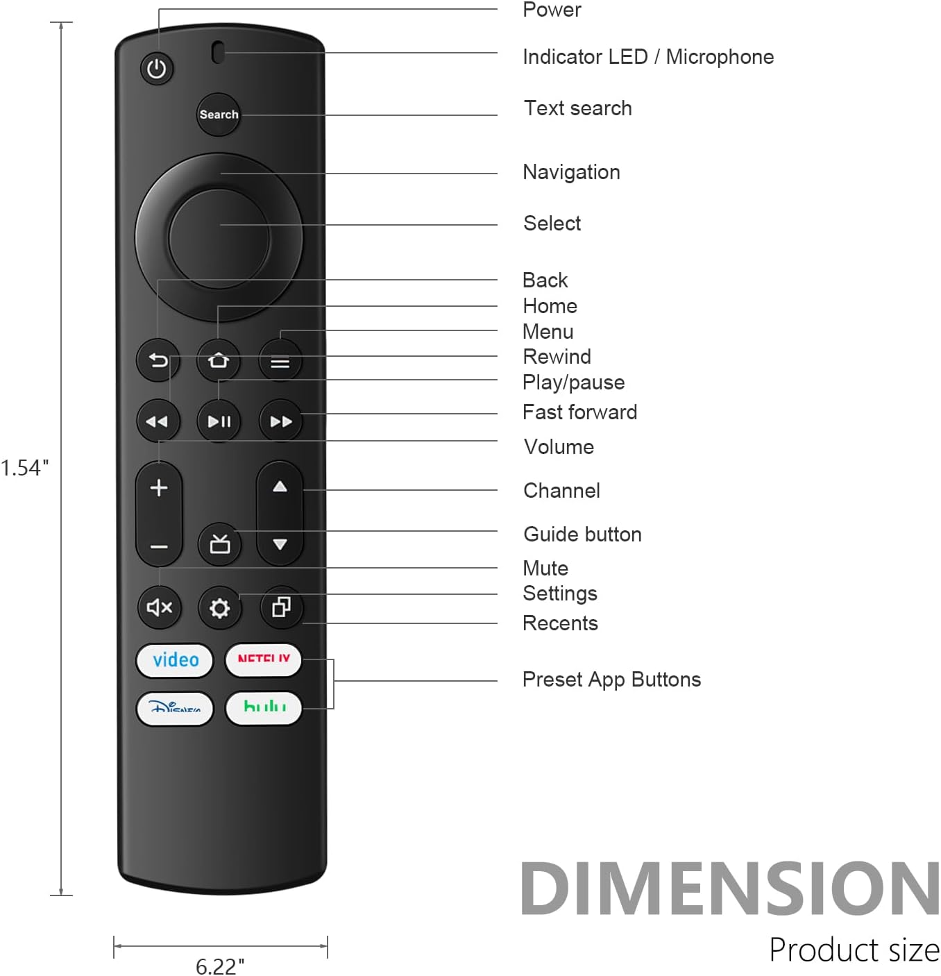 Replacement Remote Control Compatible with Insignia, Toshiba, AMZ Smart TV, 2 Pack