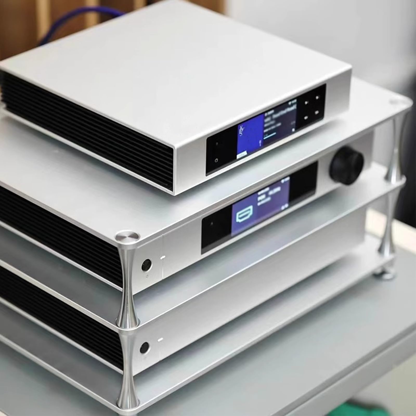 HiFi-Verstärker-Rack, AV-Ständer, Eckregal für TV- und Gaming-Zubehör, stabiles Aufbewahrungsregal für Wohnzimmer und Musikstudio (10 cm)