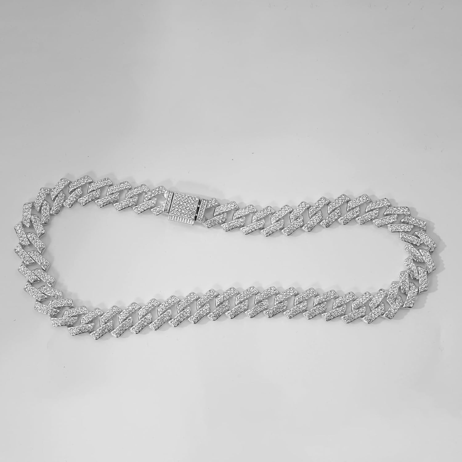 Cuban Link Chain For Men, Stainless Steel Cuban Necklace, Gold/Silver Chain, Iced Out Chain, 15mm Width Diamond Iced Out Hip Hop Jewelry Chain For Men And Women 18"/20"/22"/24" - Image 7