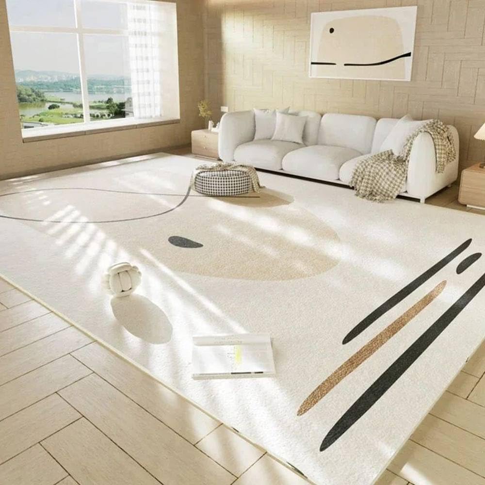 Tapis de chambre doux en peluche style crème pour sol froid de salon