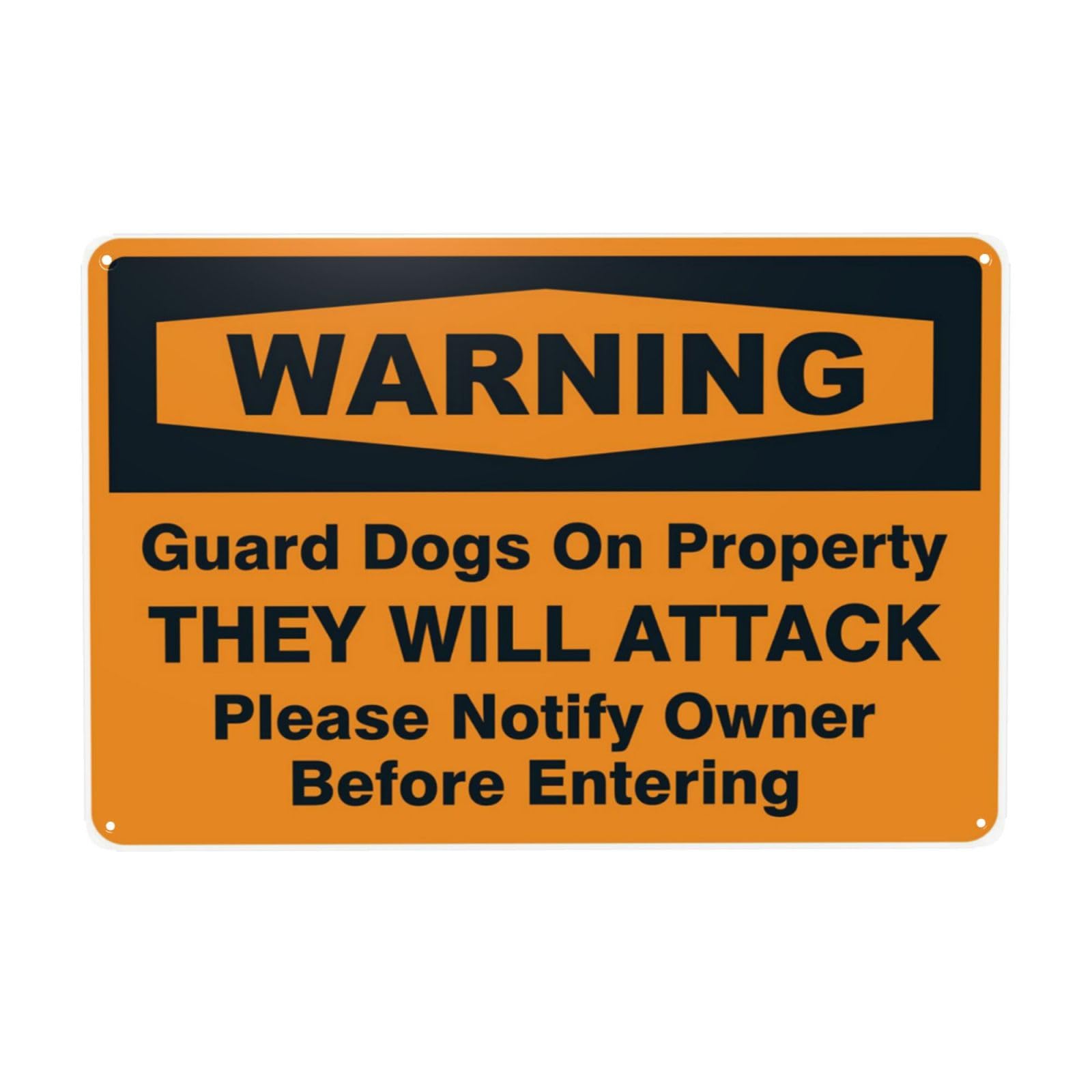 On-site Guard Dog Attack Warning Sign, Private Property Pet Safety Vintage Wall Decor 12x8 Inch