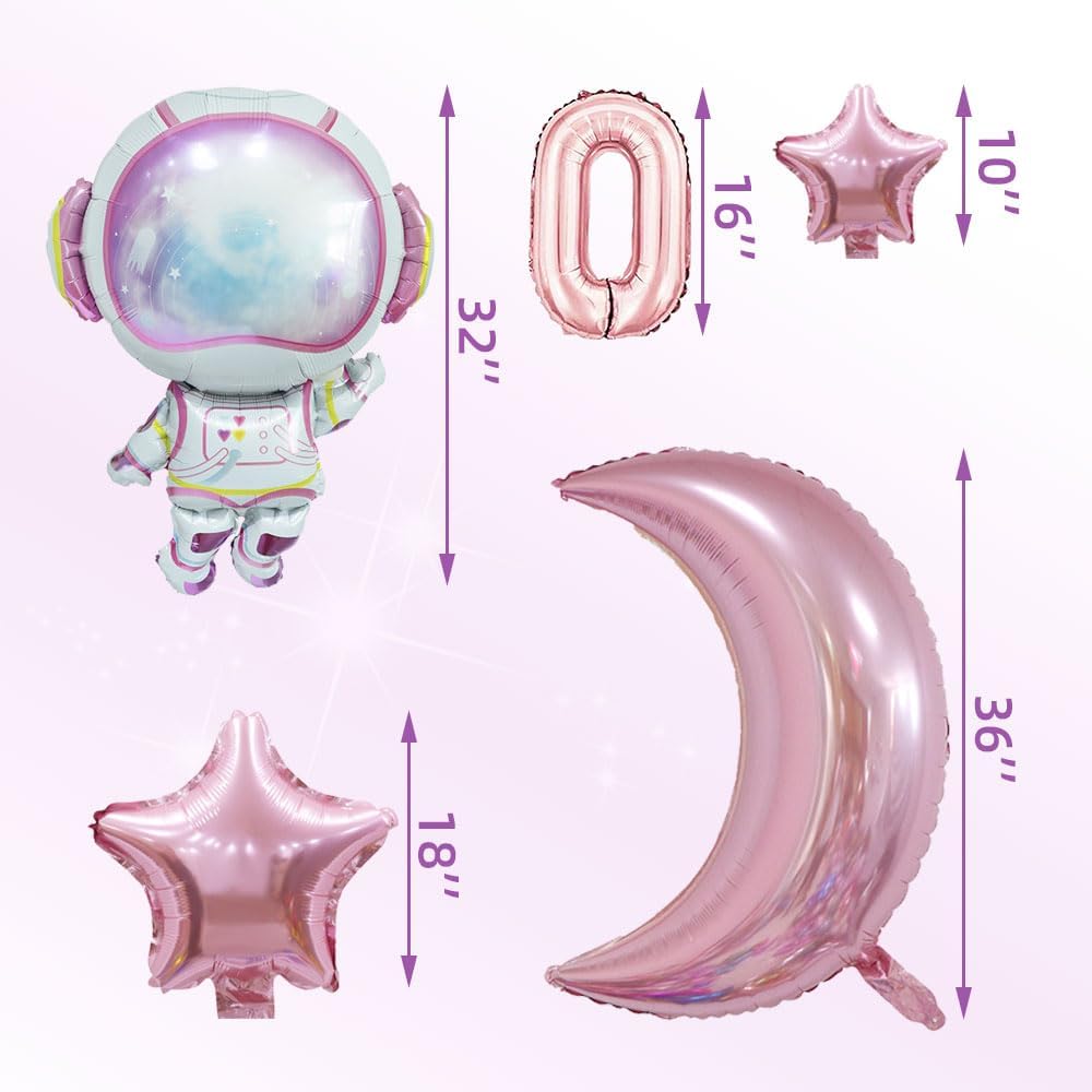 Two The Moon Balloons, 16inch Rose Gold Letter foil Balloons Large Pink Moon Robot UFO Theme for 2nd Girl Brithday Party Supply Decoration