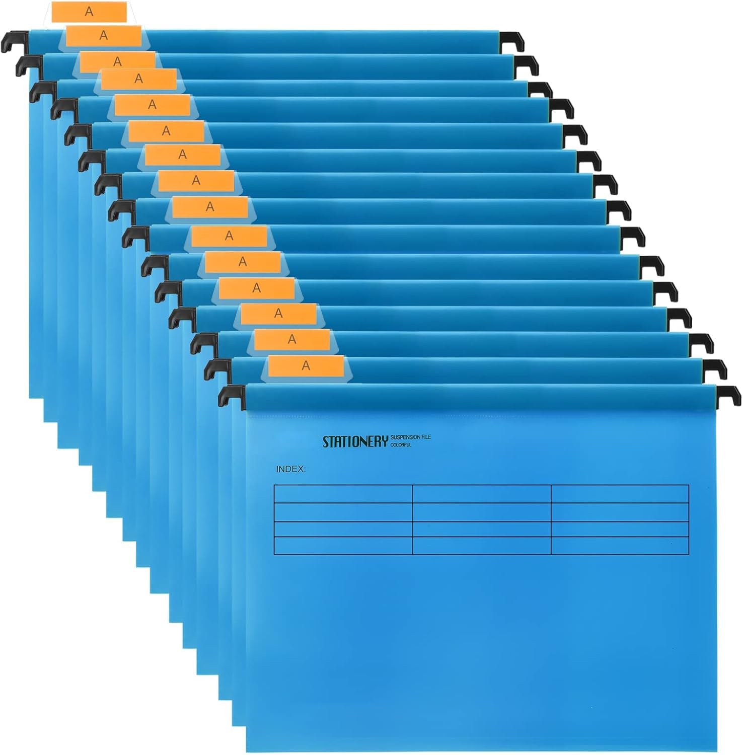 MAKINGTEC A4 Suspension Files, Polypropylene Filing Cabinet Suspension Files with Tabs and Card Inserts for School Home Work Office Organization (12PCS Blue)