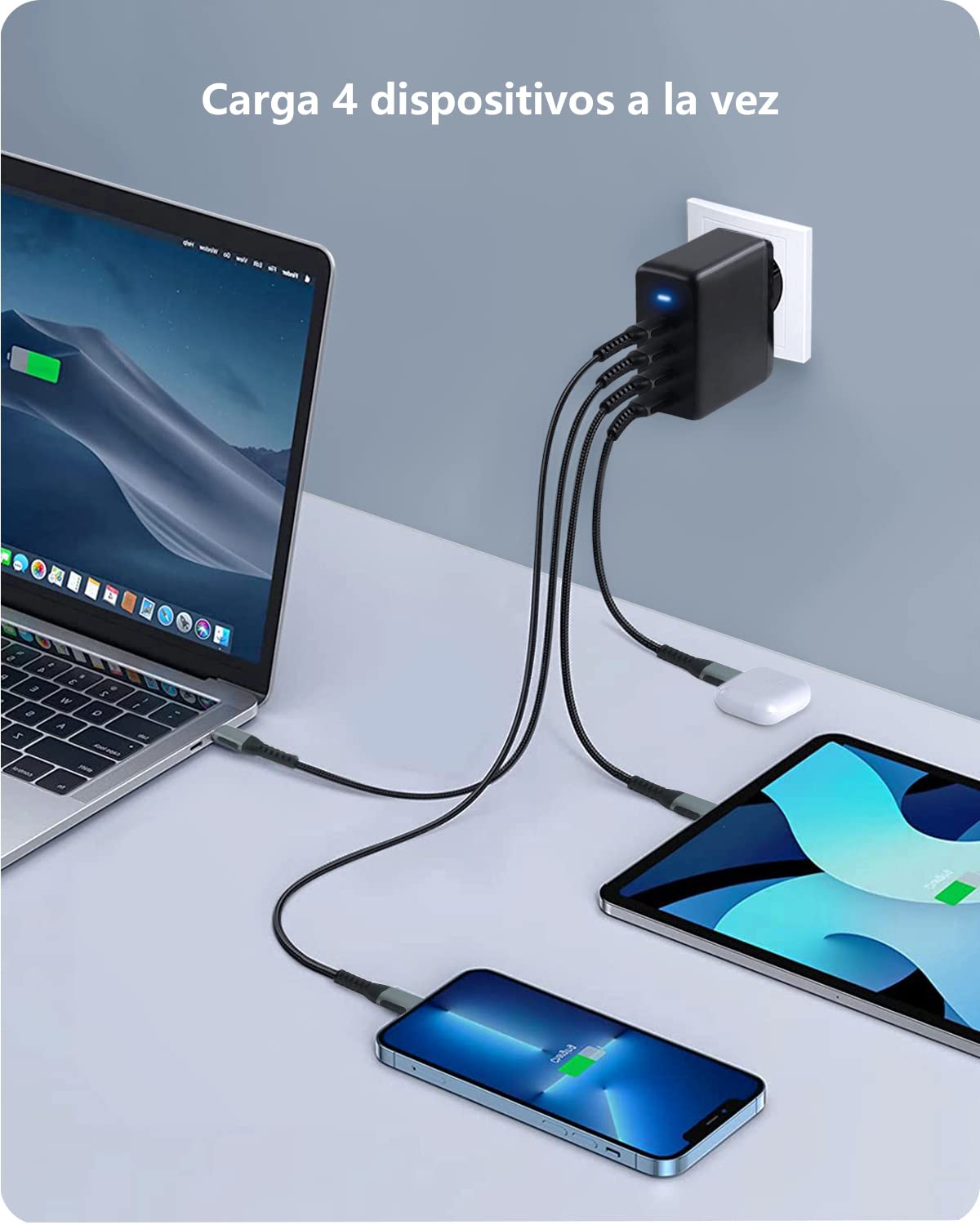 Cargador USB C 150W, Carga Rápida PD+QC Pared, Adaptador Móvil