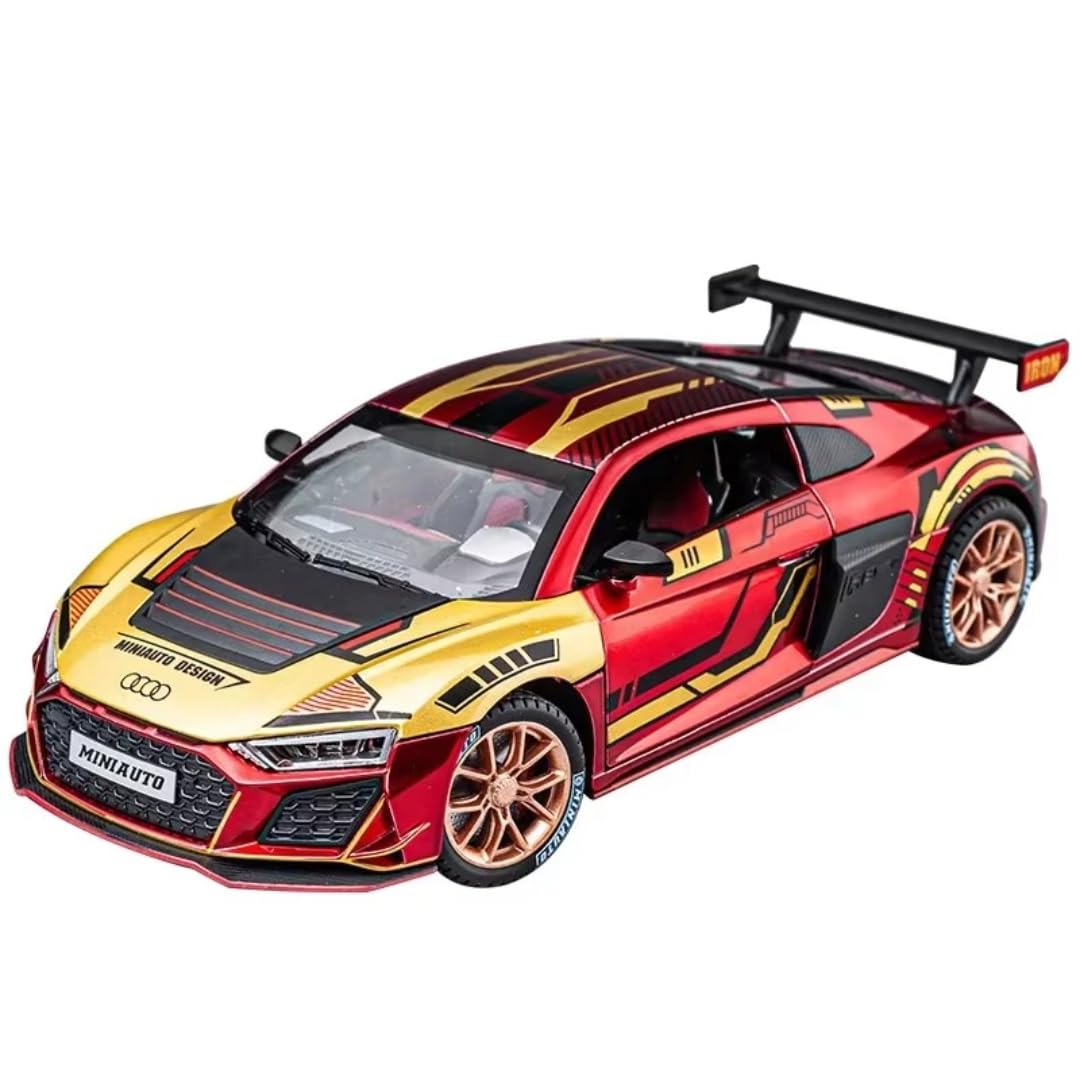 PLUSPOINT Diecast Audi R8 Toy Car 1:24 Scale Model,Pull Back Vehicles Alloy Simulation Supercar with Lights and Sound Also for Car Dashboard,Kids,Adult- Iron Edition (B0BWYMQ8P2) Amazon Price History, Amazon Price Tracker