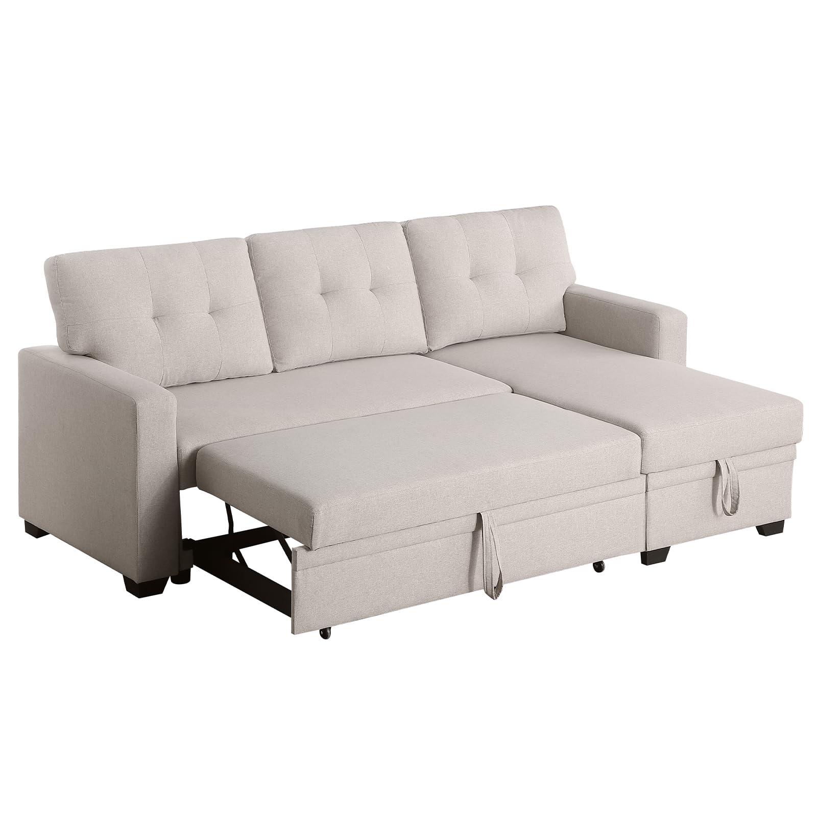 ((INCOMPLETE)) Sleeper Sofa with Chaise Lounge, L Shaped Couch with Storage and Pull Out Bed, Large Full Size Futon Recliner for Living Room, Apartment, Bedroom, Office