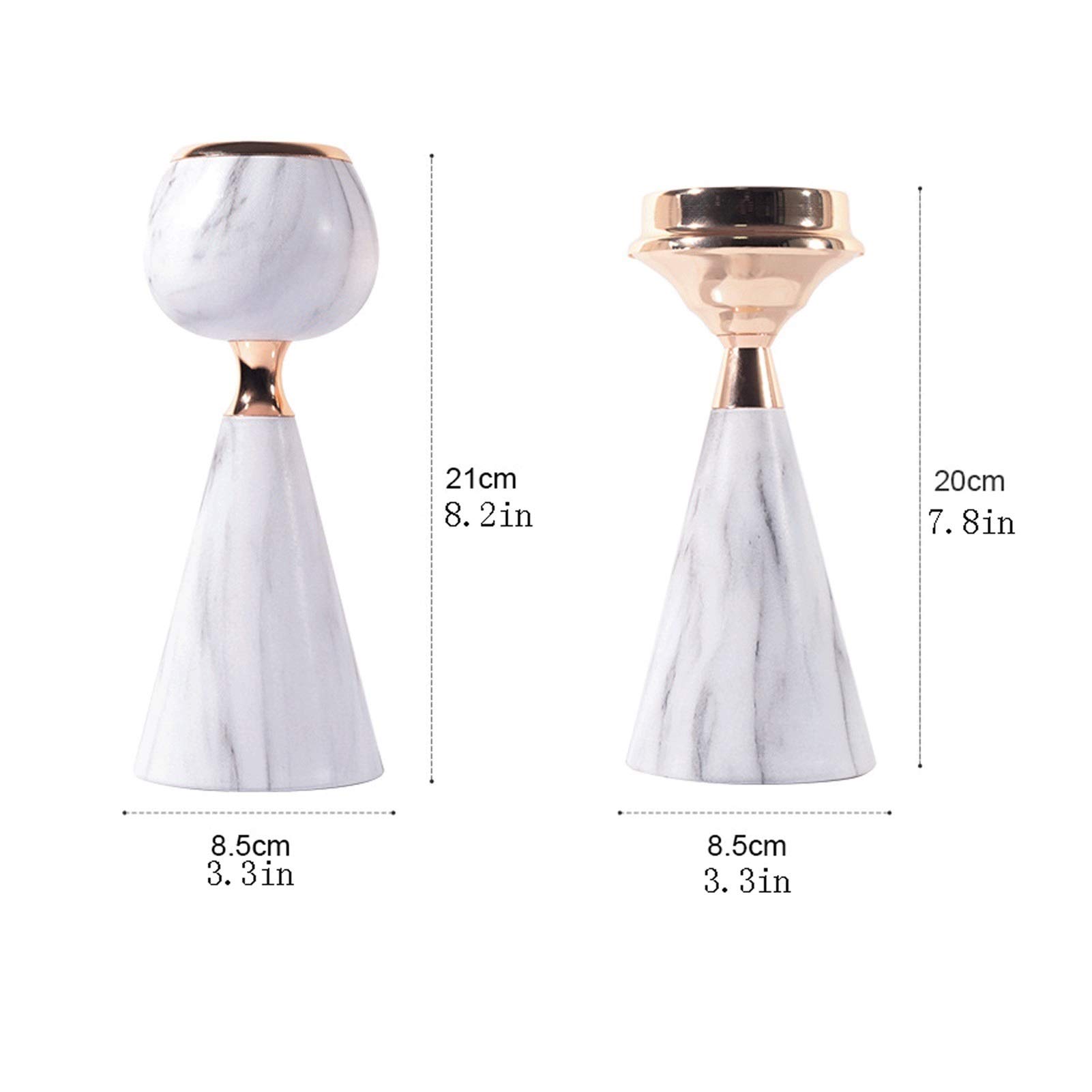 Kerzenhalter/Kerzenständer 2Pack Moderne Schmiedeeisen Kerzenhalter Imitation Marmor Metall Kerzenständer, Dekorativer Kerzenständer Halter for Hochzeit, Essen, Party