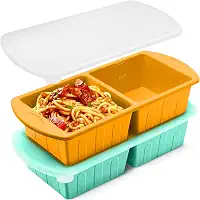 Bandejas de silicone para freezer com tampa para facilitar o armazenamento, moldes para congelar sopa, 2 xícaras, cubos de sopa perfeitos para congelar caldo, molhos armazenam sobras de lasanha em
