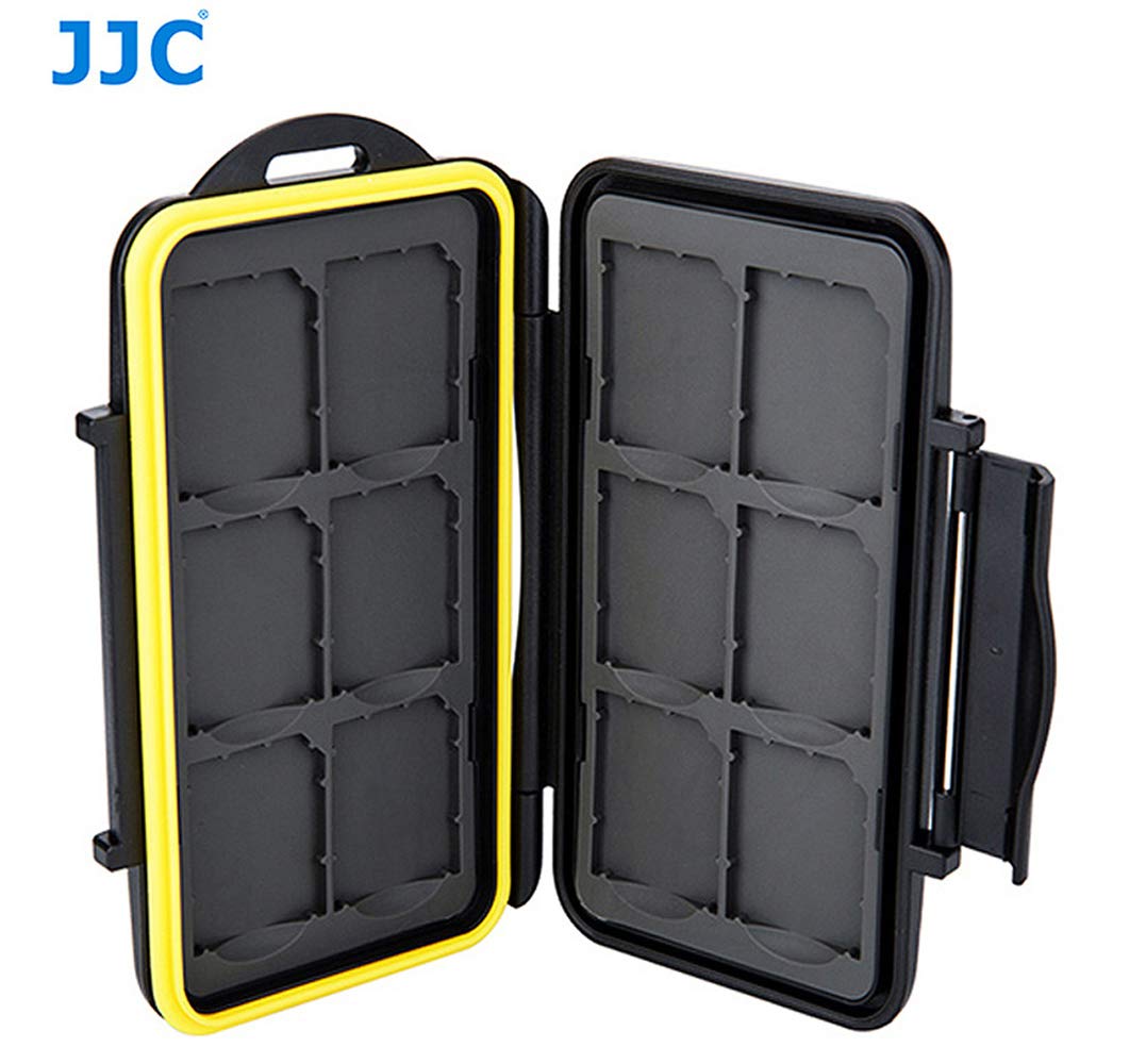 JJC MC-SD12 Resistente al Agua Funda para Tarjeta de Memoria de Almacenamiento Soporte para 12 Tarjetas SD (Negro)