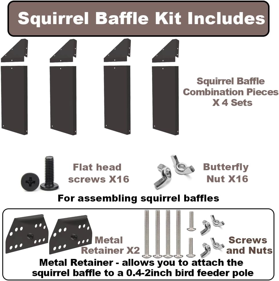 Metal Squirrel Baffle for Bird Feeder Pole. 24" Extra-Long Squirrel Guards,Suitable for 0.4" to 1.56" Pole Or Shepherd Hooks