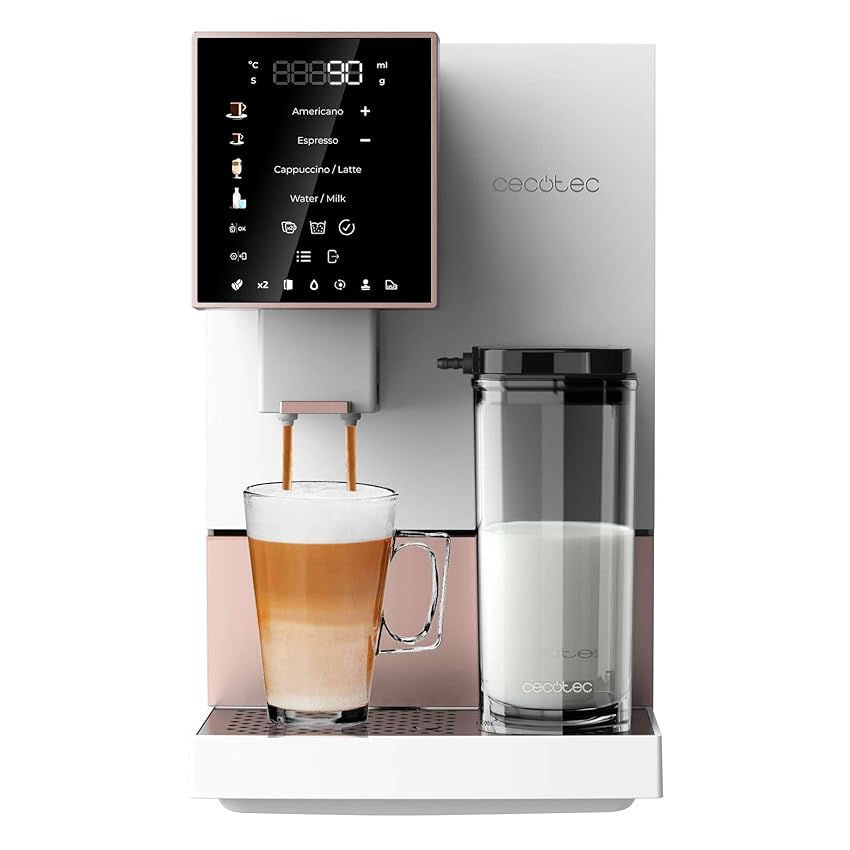 Cecotec Macchina da Caffè Superautomatica Cremmaet Compactccino White Rose. 1450W, Superautomatica, 19 Bar, Thermoblock, Serbatoio Caffè 150g, Serbatoio Acqua 1,1L, Pulizia Automatica