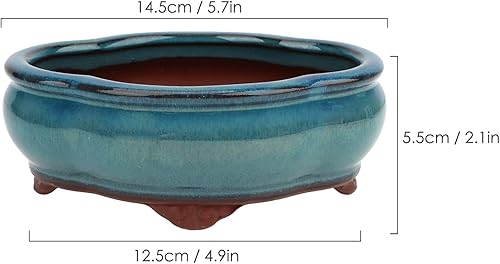 Miniatura 2 de Juego de 2 macetas esmaltadas pequeñas para suculentas de 5.7 pulgadas + 6 pantallas de drenaje de malla suave