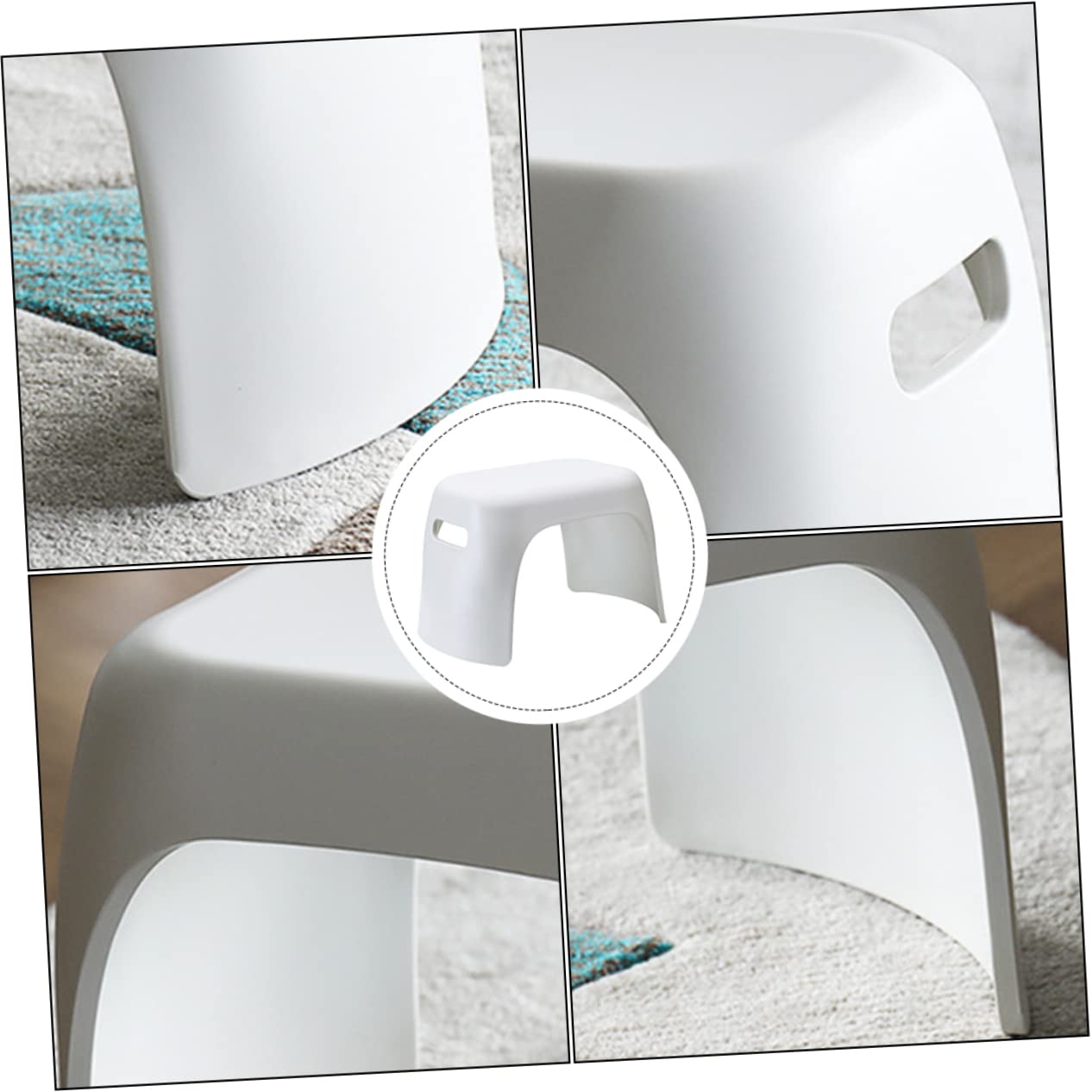 LIFKOME Taburete Infantil Antideslizante de PP Blanco, Estilo Nórdico, Compacto y Seguro para Hogar y Jardín de Infancia, 33x20x21cm