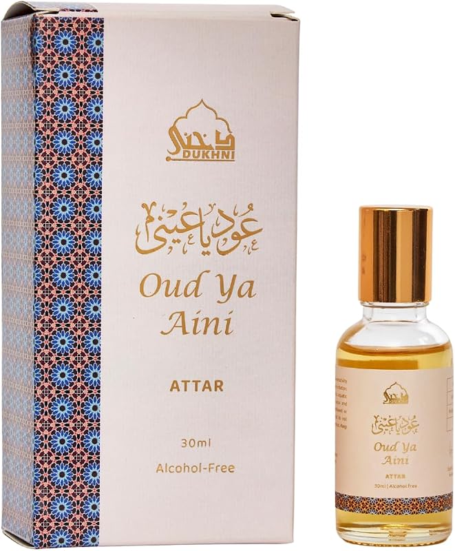 Oud Ya Aini Attar Oil 30ml Perfume Amaderado Oud | Regalos islámicos | Aceite perfumado Arabian Oudh Roll on para hombres y mujeres | Perfume Rollerball sin alcohol, duradero, vegano y apto para viajes
