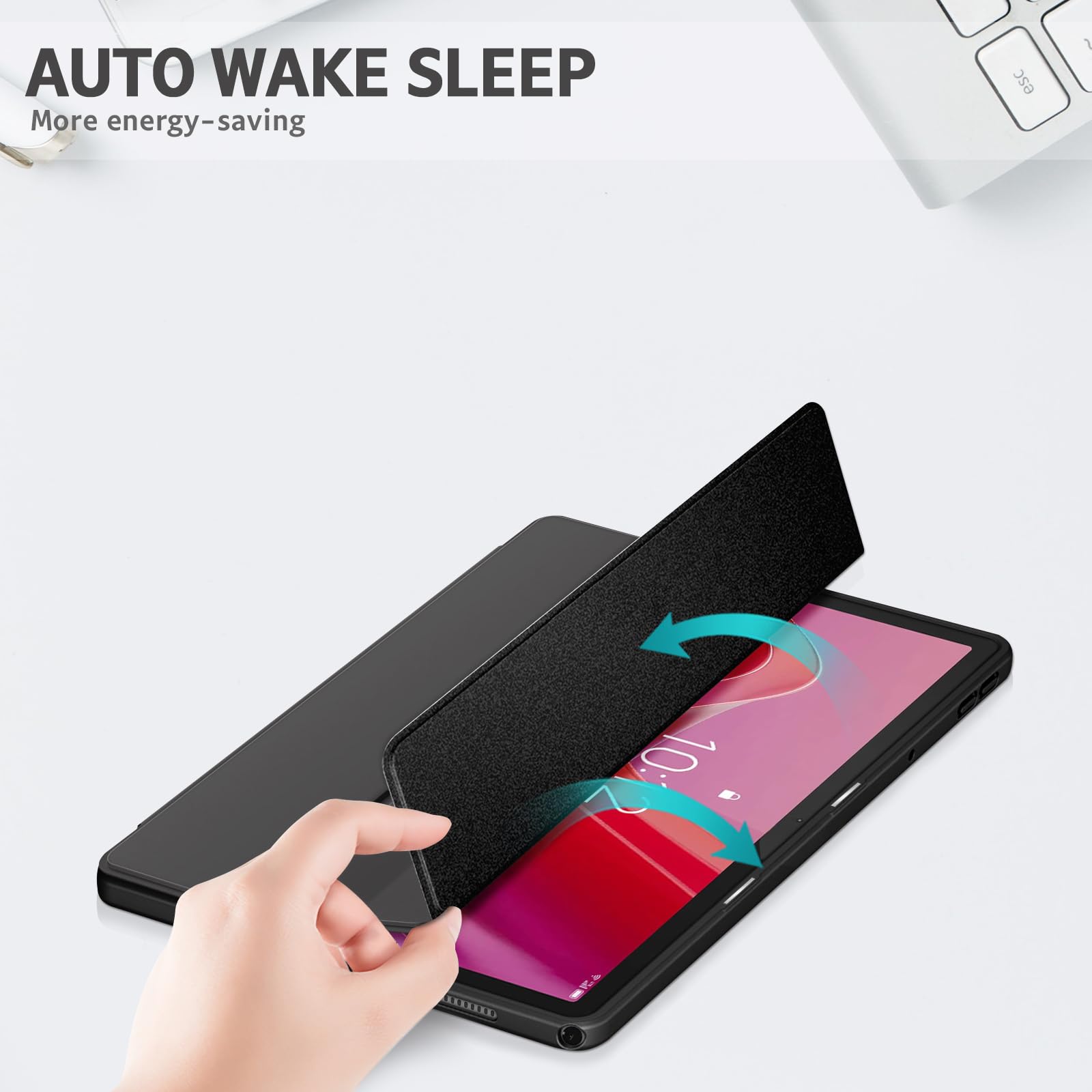 YRH per cover lenovo tab m11 con porta penna 11 pollici 2024, [Auto Wake/Sleep] Custodia in pelle per tablet Lenovo M11 [TB330FU /TB330XU] (nero)