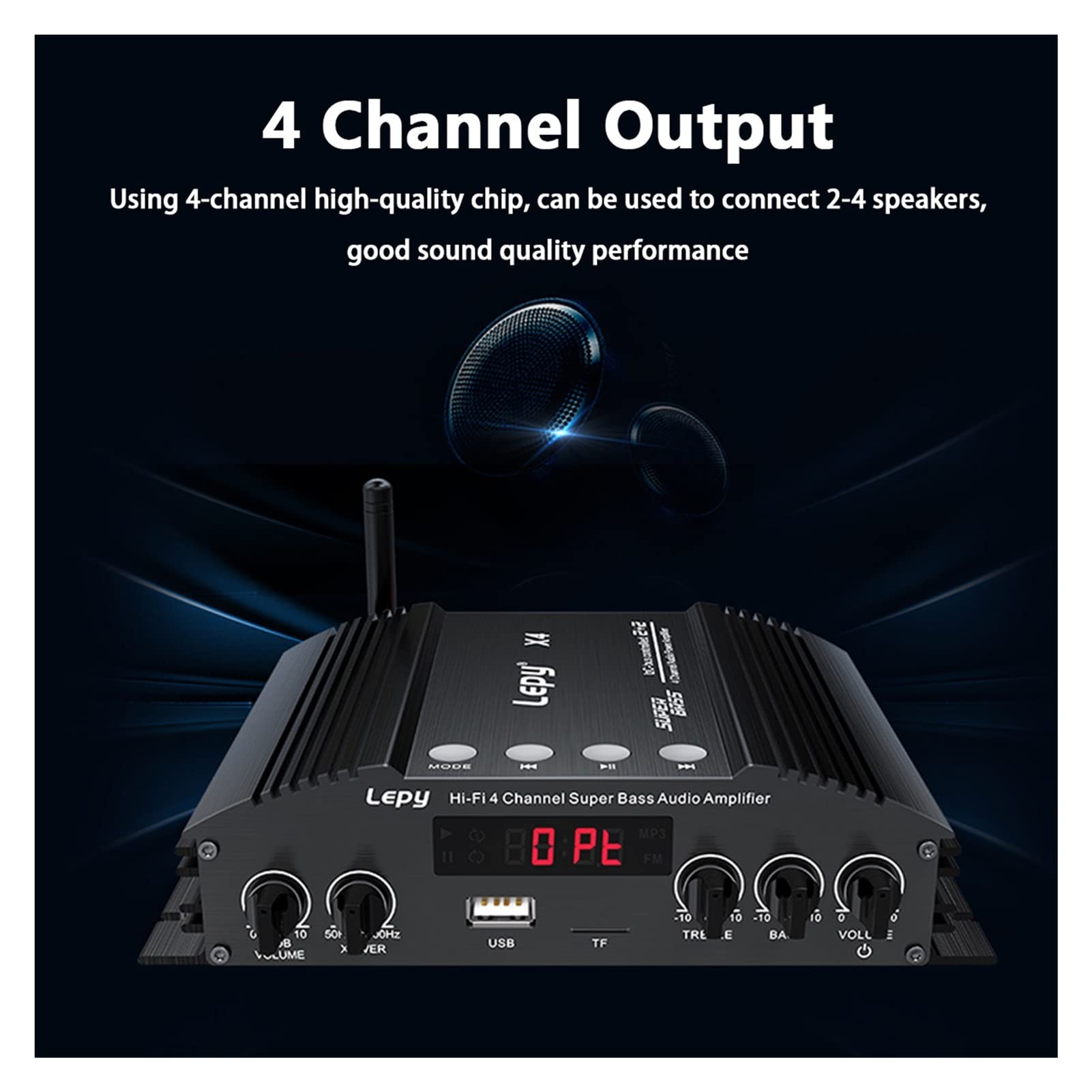 240. 0W 4CH. Samochód Audio Stereo Wzmacniacz Power Amplifier Bluetooth Home Theatre Subwoofer System Sound