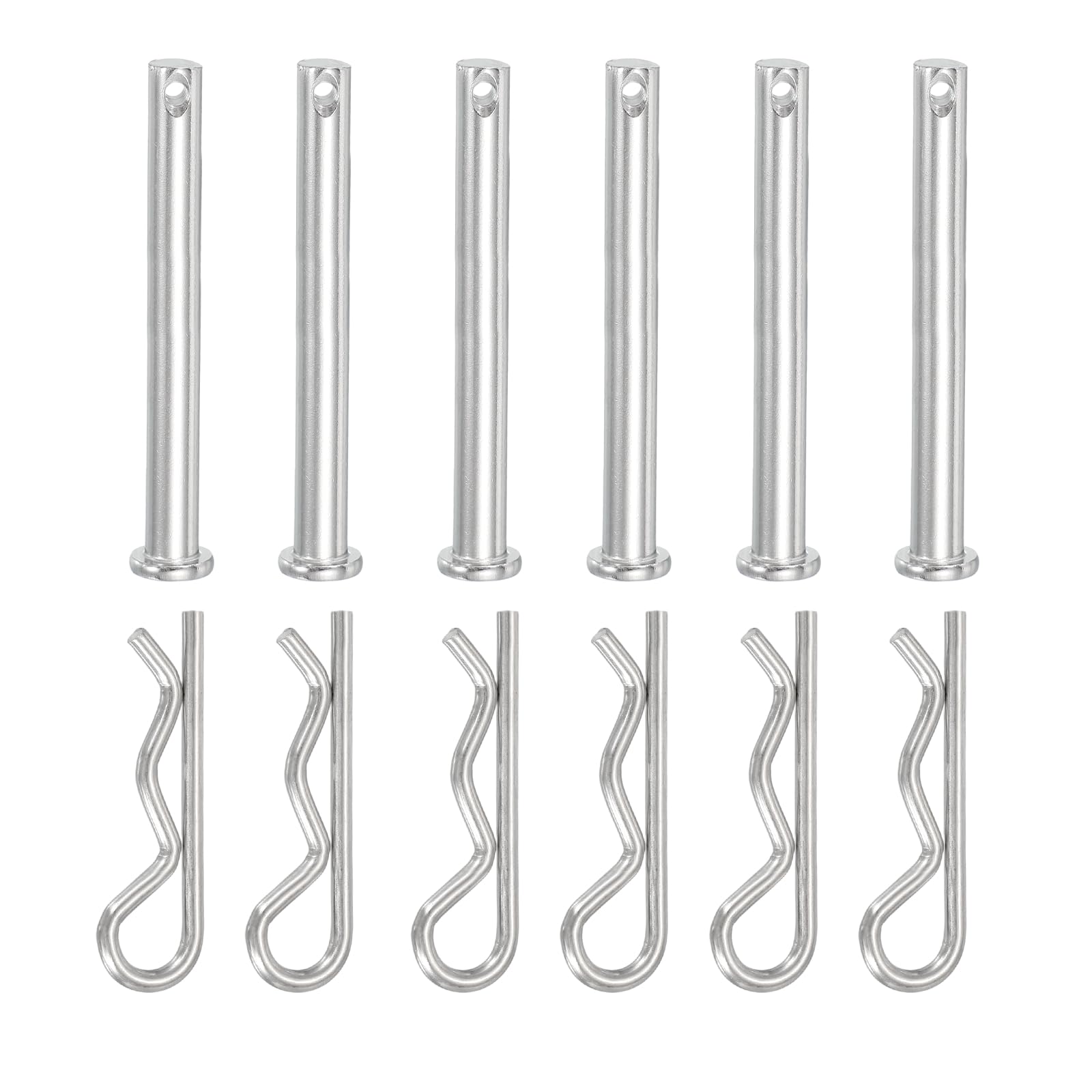 YELARXI 6 Pcs M8x75mm Single Hole Clevis Pin with R Shaped Spring Cotter Pin