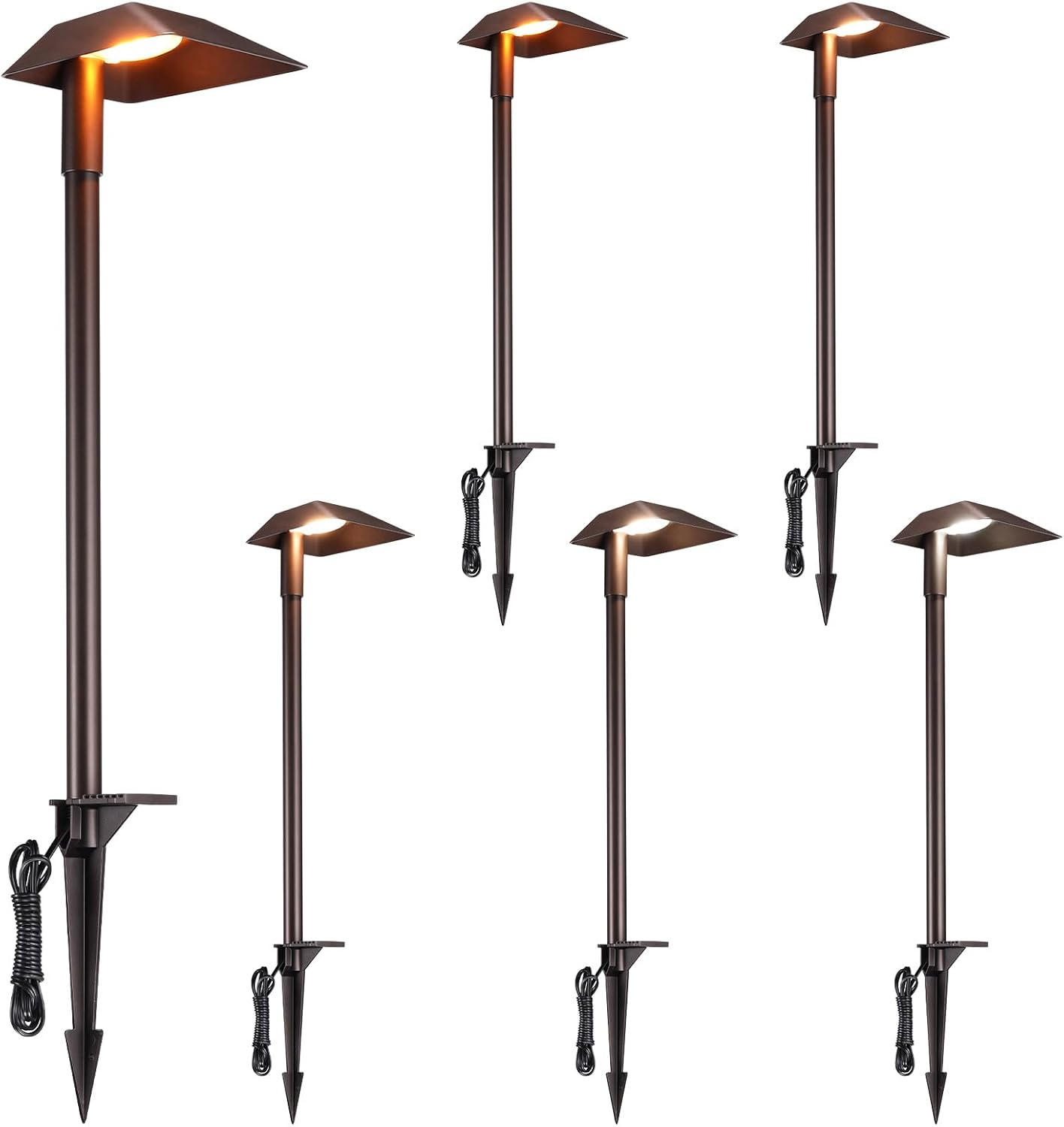 LEONLITE 5CCT Anti-Glare Low Voltage Pathway Lights, 5W Wired 12-24V LED Landscape Path Lights Aluminum IP65 Outdoor Landscape Lighting for Walkway Yard, 1800K/2700K/3000K/4000K/5000K, ETL, Pack of 6