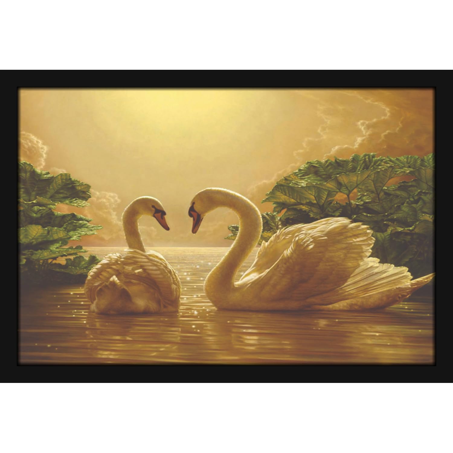 Mad Masters 2 White Swan Bird Duck Love Painting Hanging Photo Frame Decorative Item for Living Room, Bedroom, Home Decor and Wall Decoration (MM 10089, 12x18 Inch, Canvas, With Plexi Glass) (B0CGTQTBNL) Amazon Price History, Amazon Price Tracker
